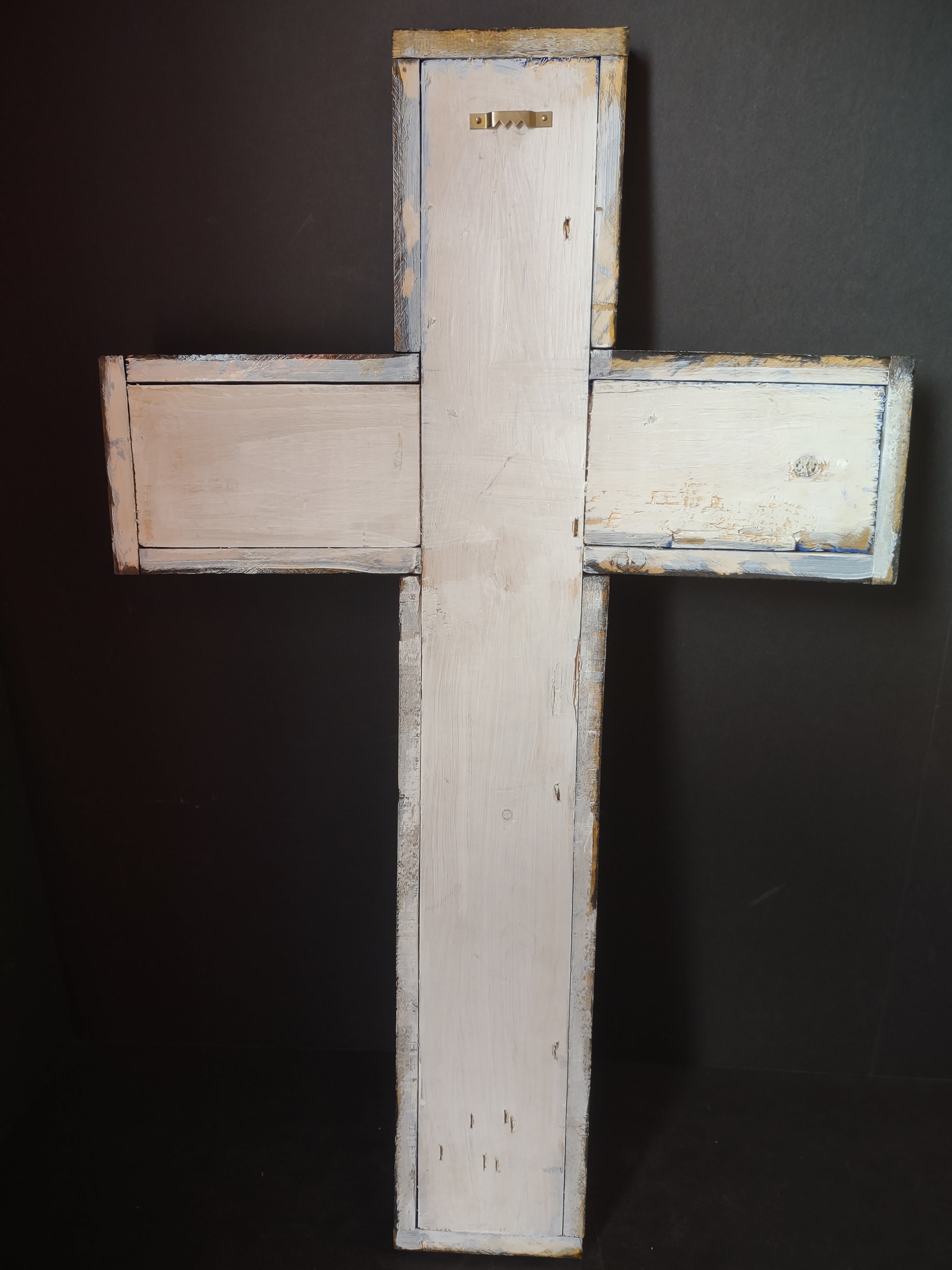 Handmade Patriotic Stars American Wooden Cross 27" x 17" (lot 3378)