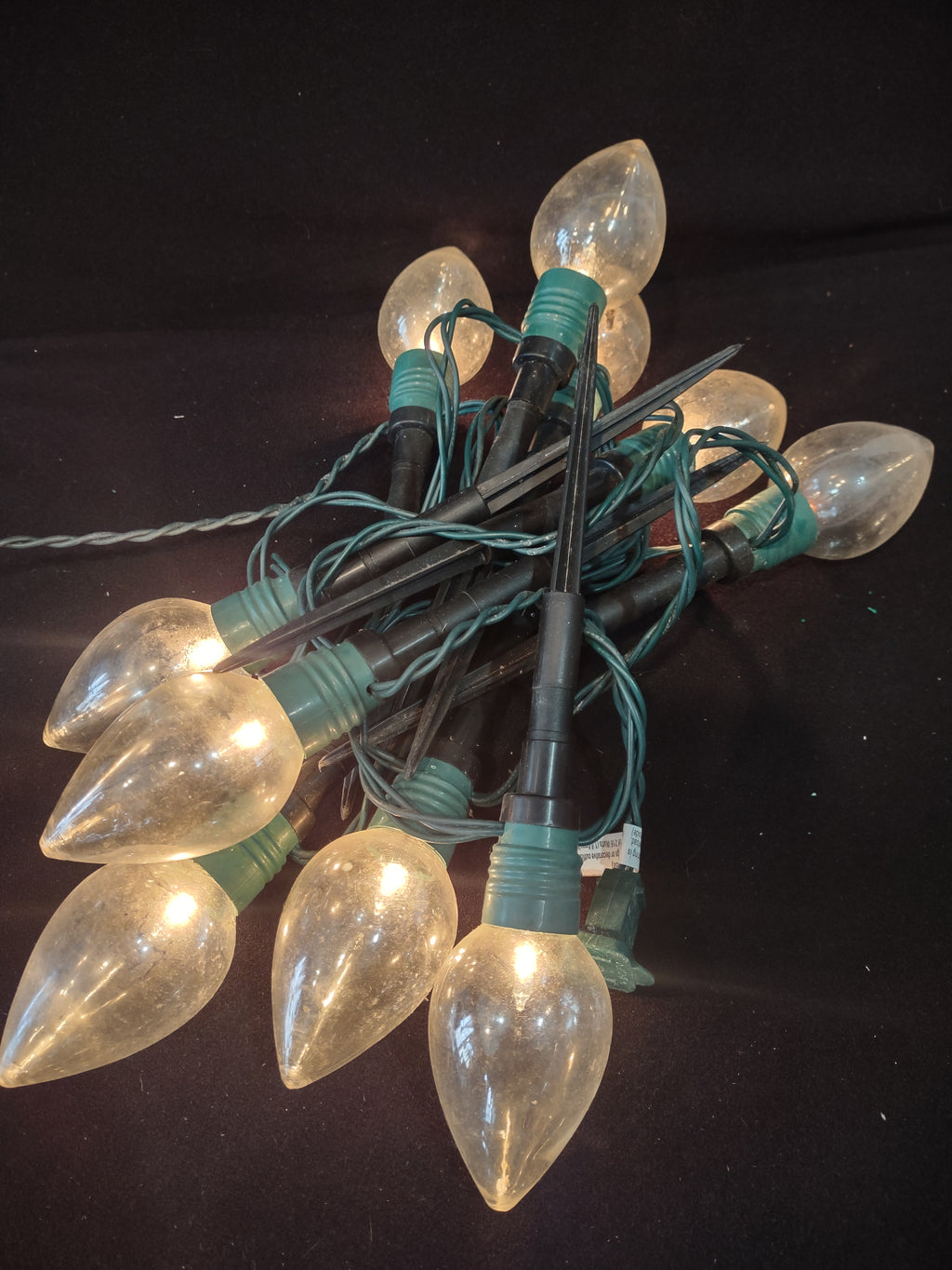 Christmas Pathway String Stake Lights 7 Ft 10 Lights Large Clear Bulb (lot 3286