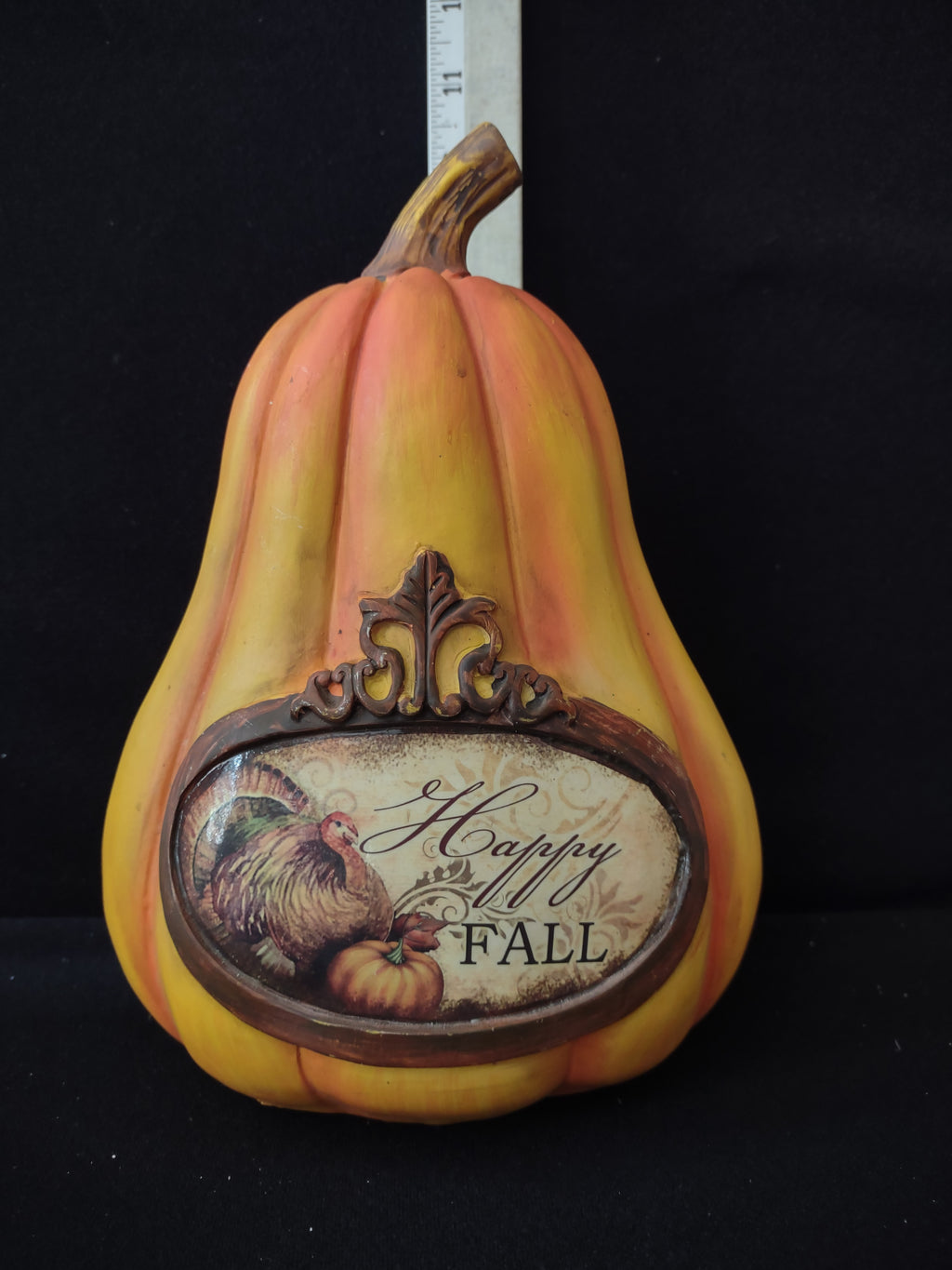 Thanksgiving/Fall Polyresin Happy Fall Pumpkin (Lot 3127)