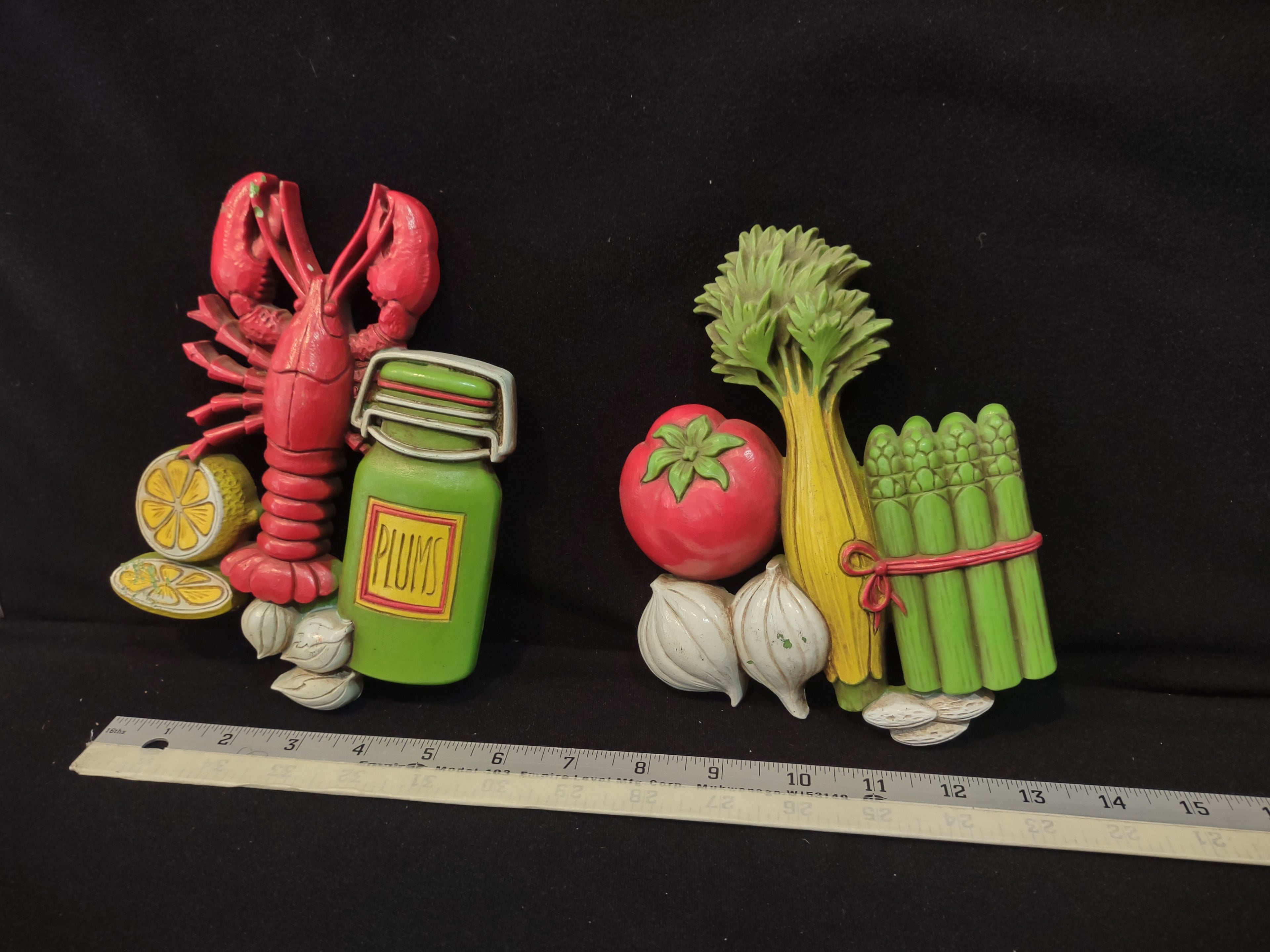 Vintage Home Interior Wall Hanging Plastic Lobster Vegetable (lot 2871t)