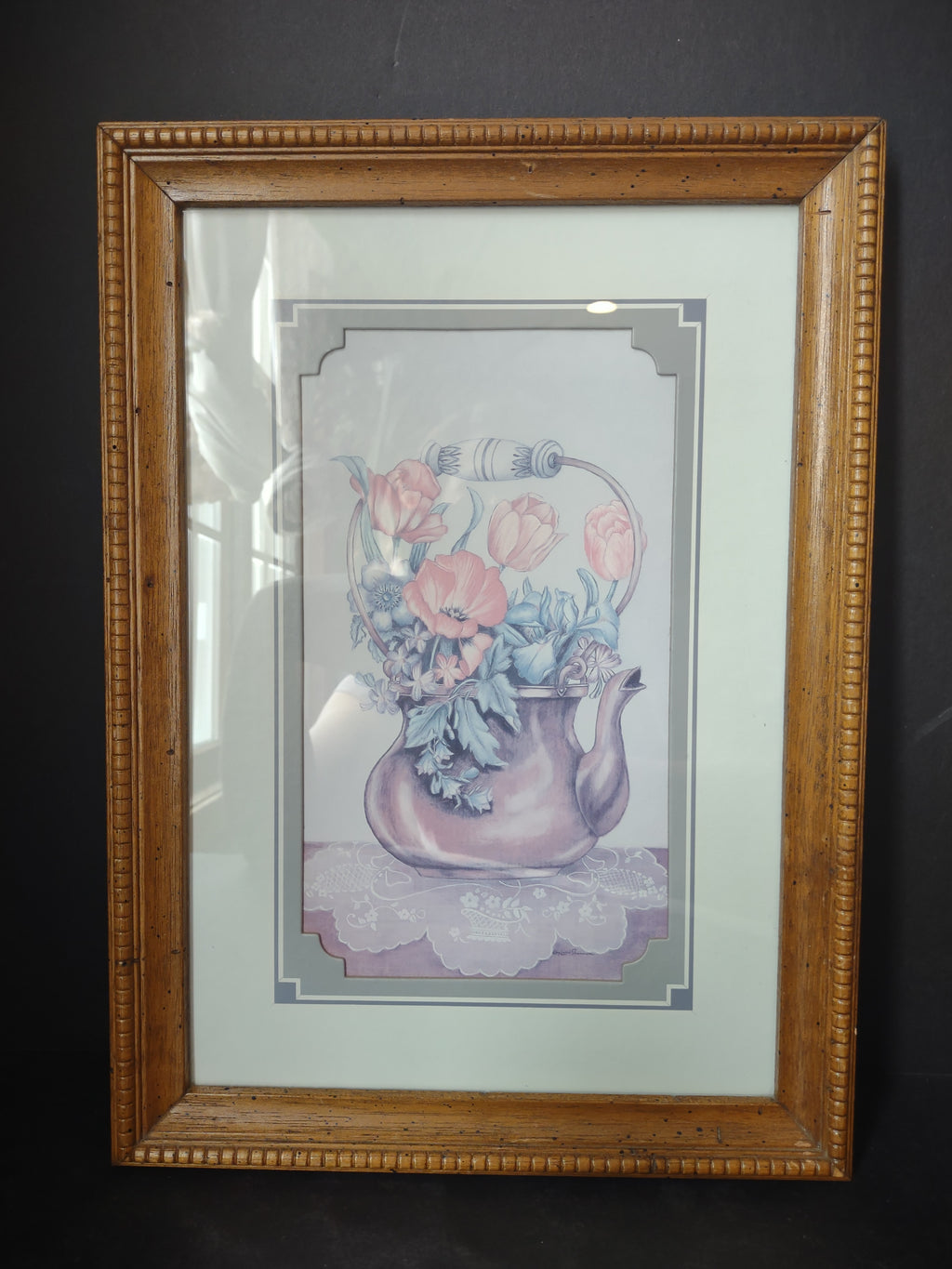 Vintage Picture Cottage Tea Kettel with Poppies Flowers (lot 3098)