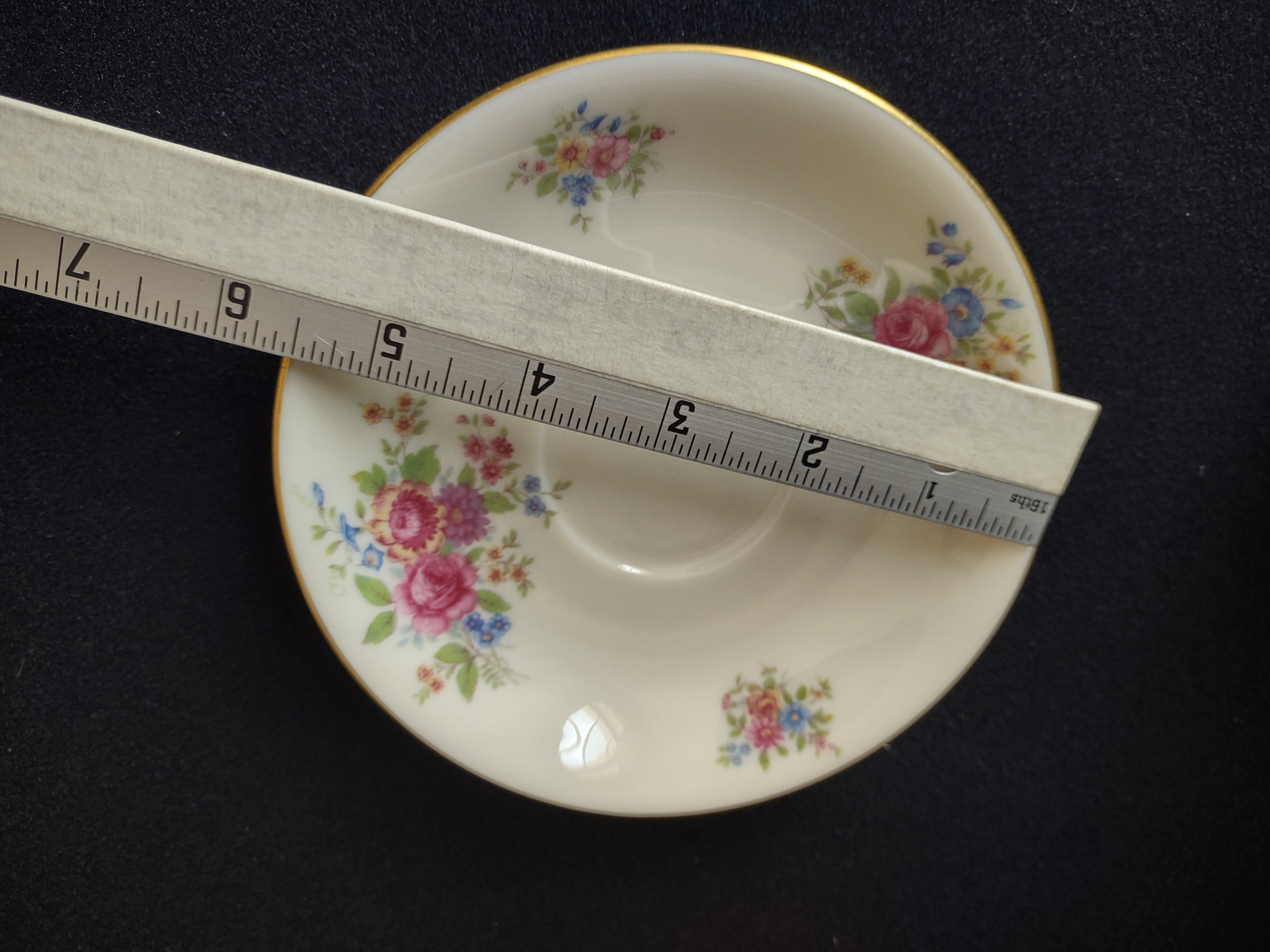 Vintage Lenox L-347 Tea Cup with Saucer Gold Trim Roses (lot 1815)