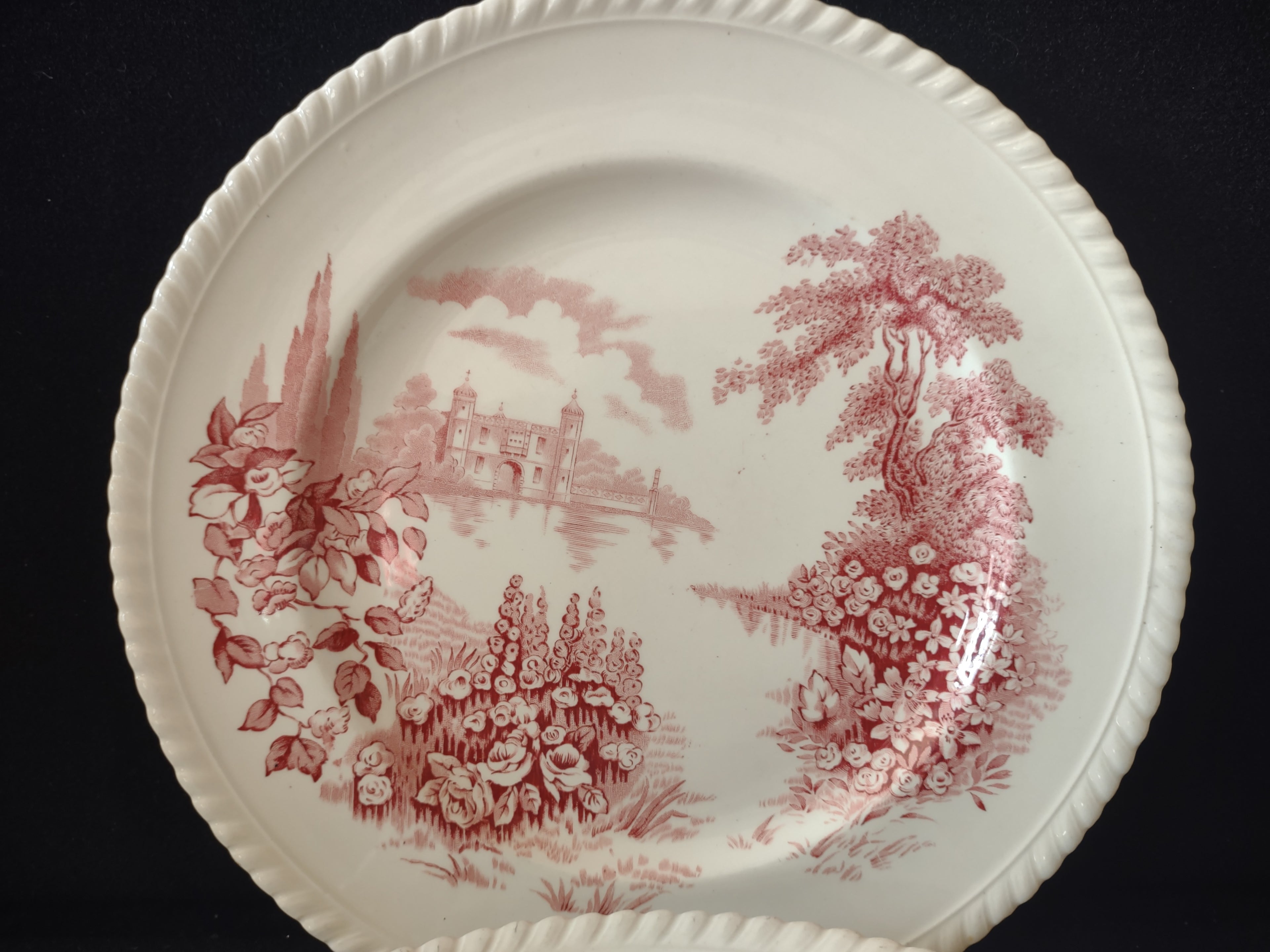 Vintage Castle On Lake Johnson Dinner Plate x 6 English Countryside (lot 5704)