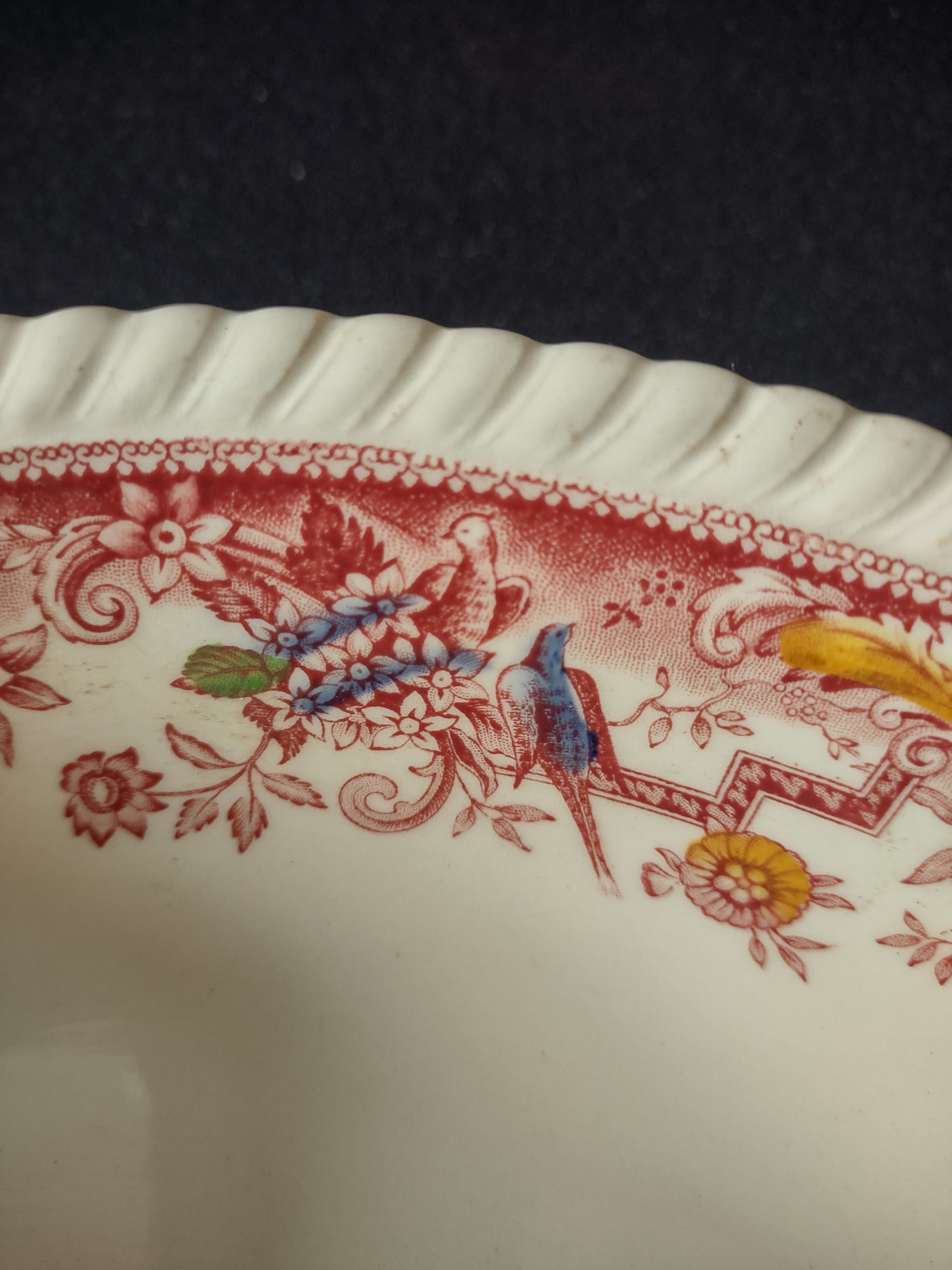 Vintage Johnson Brothers Serving Bowl Devonshire Pink IMPERFECT (Lot 5668)