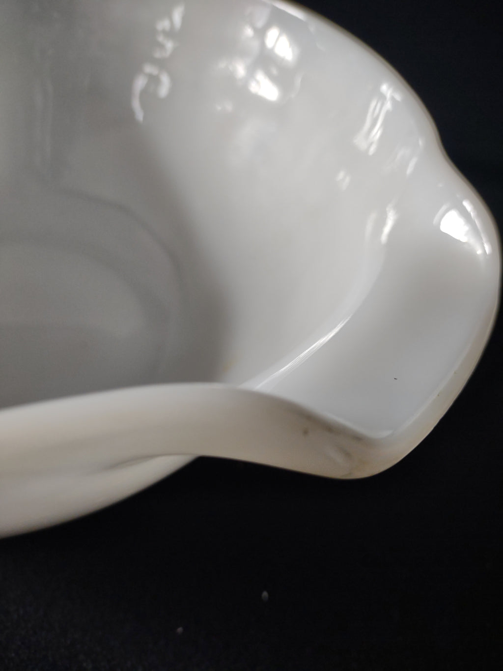 Vintage Fire King Milk Glass Casserole Dish Candle Glow Blue Gold (Lot 5126)