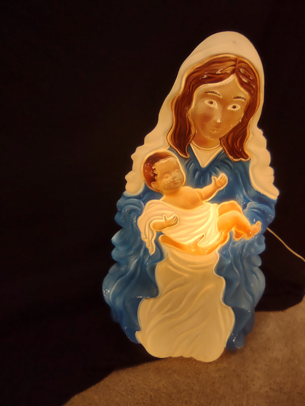 Vintage Christmas Nativity Mary Blow Mold Light Up 28"(lot 1311)