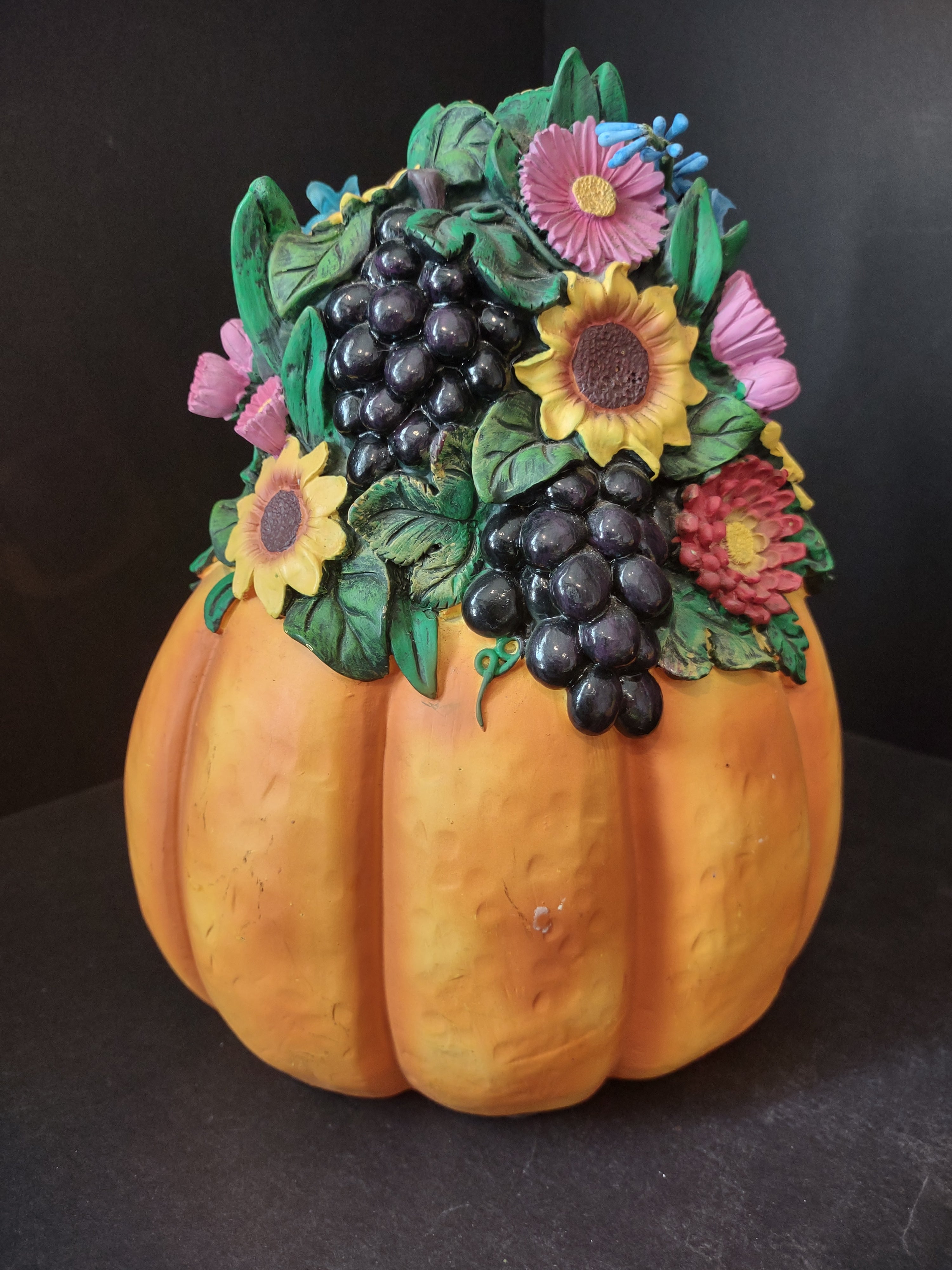 Fall Halloween Ceramic Welcome Sign Pumpkin Squirrel 9" Light Up (lot 2976j)