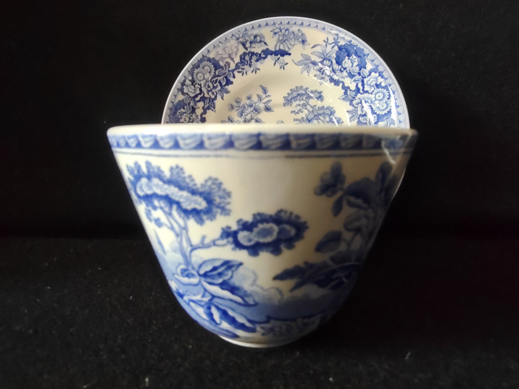 Spode Blue & White Room Teacup Saucer Vintage English Transferware (lot 5841)
