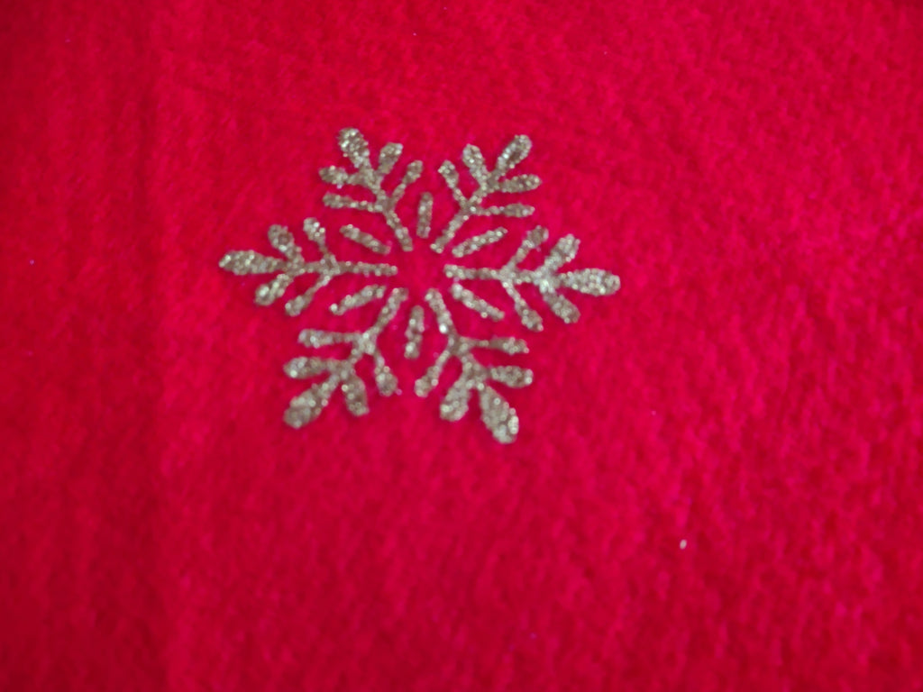 Christmas Tree Skirt Red Gold Reindeer Snowflake (lot 1330)
