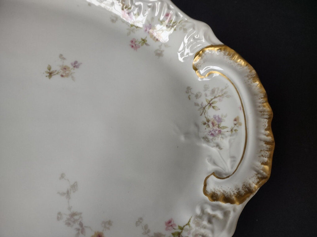 Haviland Limoges Gold Handle Pink Purple Rose Serving Platter 16" (lot 339)