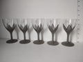 Set of 5 SMALL Vine Glass Black Grey Flower Vintage MCM (lot 2748)