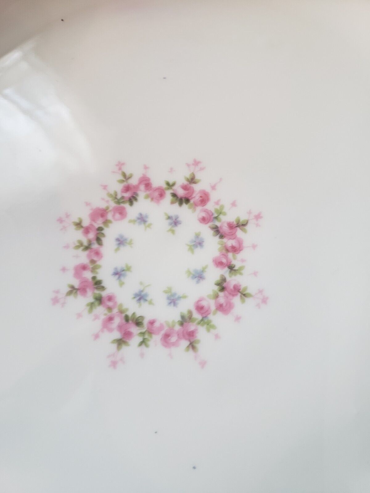 JP France Cream Soup Salad Bowl 7" Double Rose Garland Blue Pink Flower (lot 645