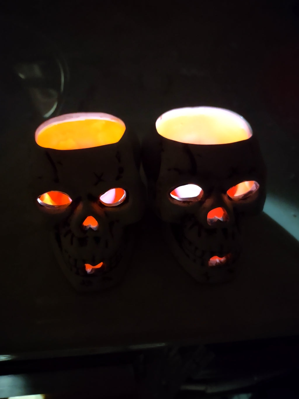 Halloween 4" Skull Candle Holder Set of 2 (Lot 3173)