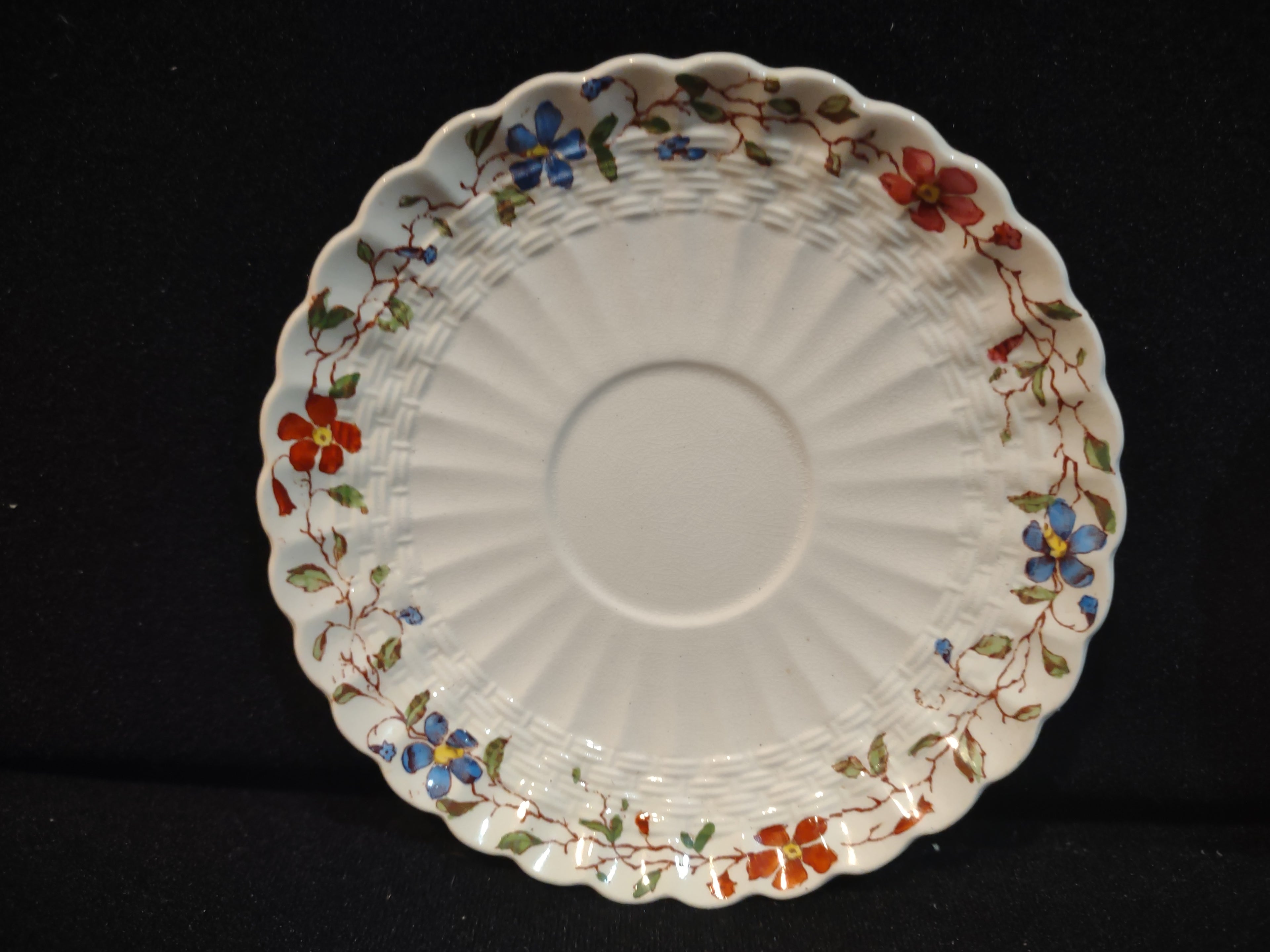Vintage Spode Wicker Dale Demitasse Saucer x 2 Countryside Ironstone (lot 5754)