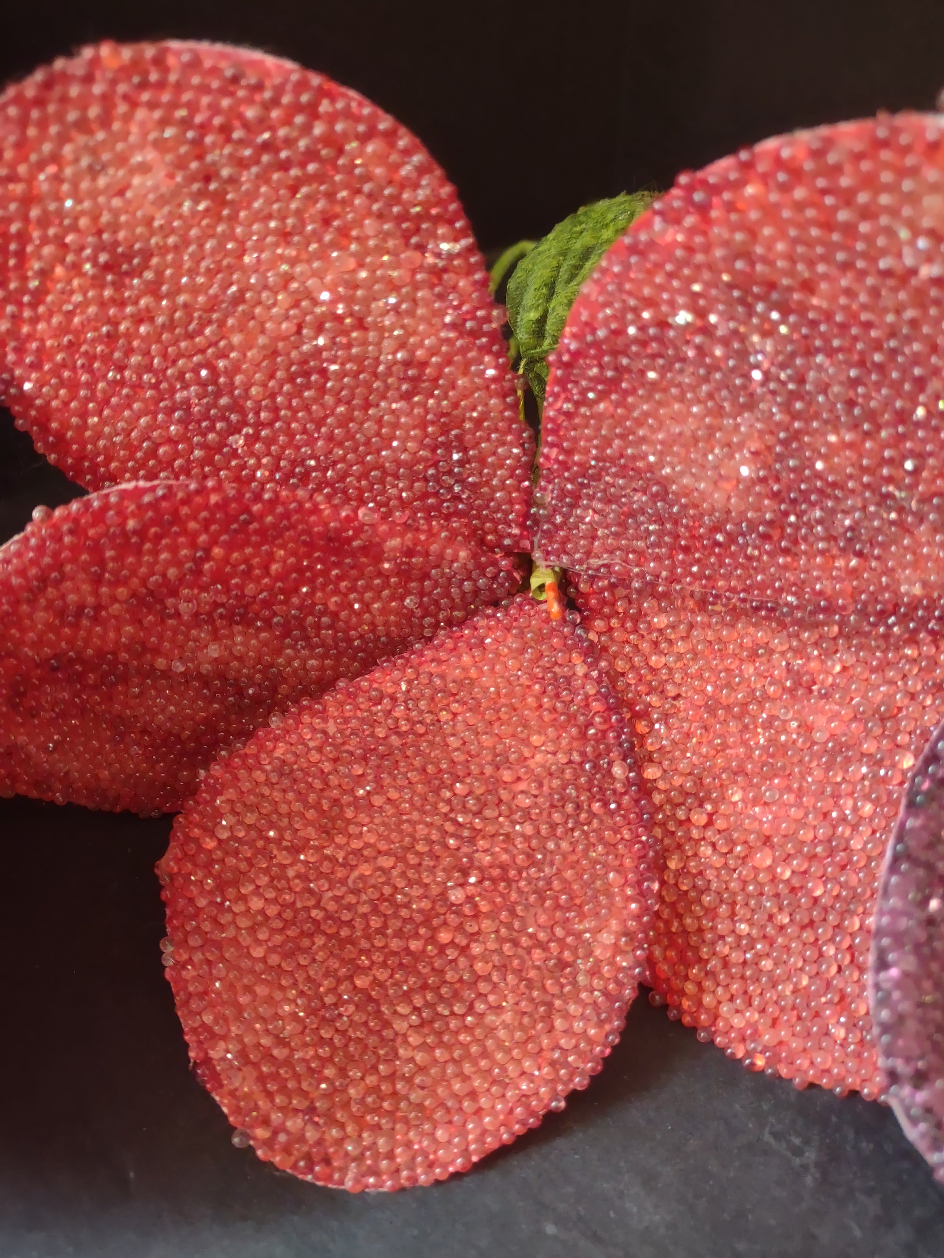 Vintage Bead Seed on Silk Flower x 4 Red Purple (lot 3024)