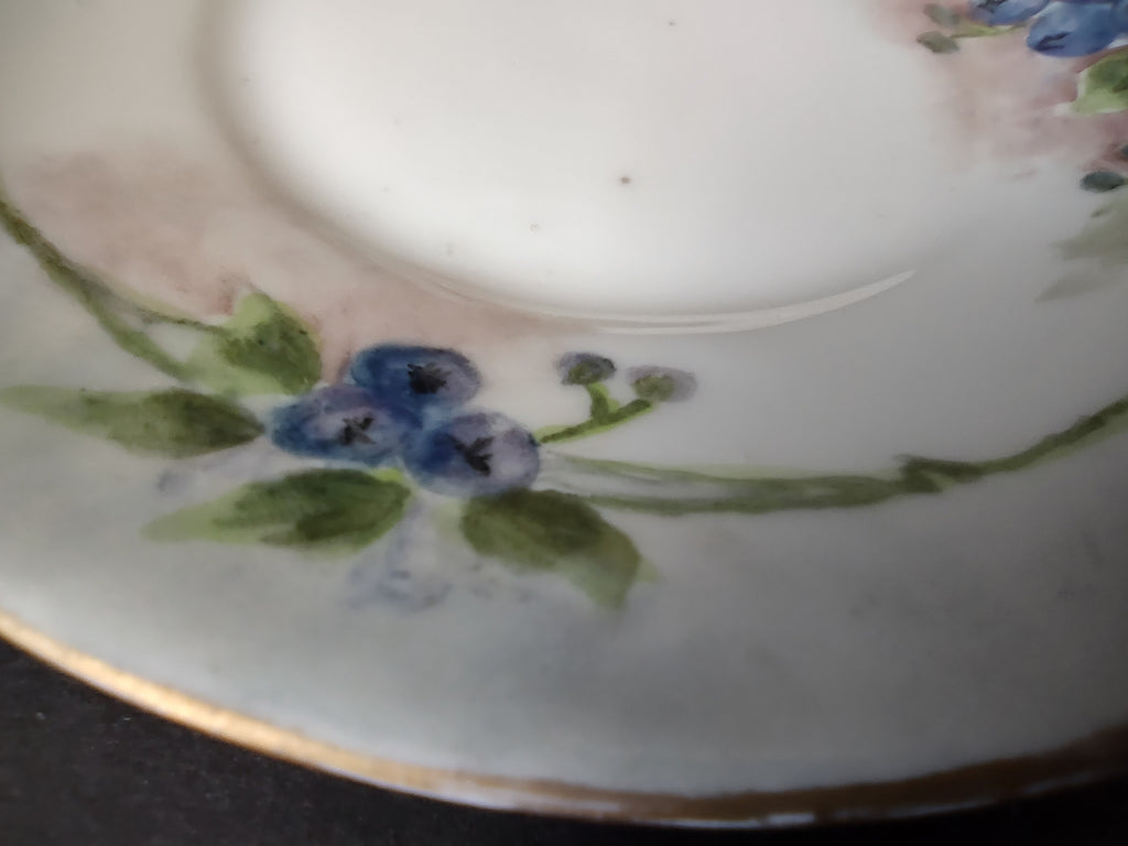 TV Limoges French Cottage Shabby Chic Small Plate 5-1/4" Blue Berries (lot 1121)
