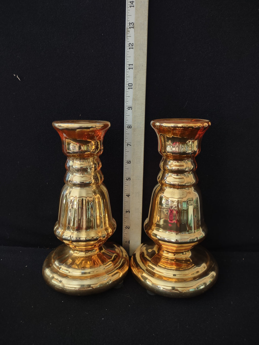 Vintage Gold Glass Taper Candle Holders (Lot 3919)