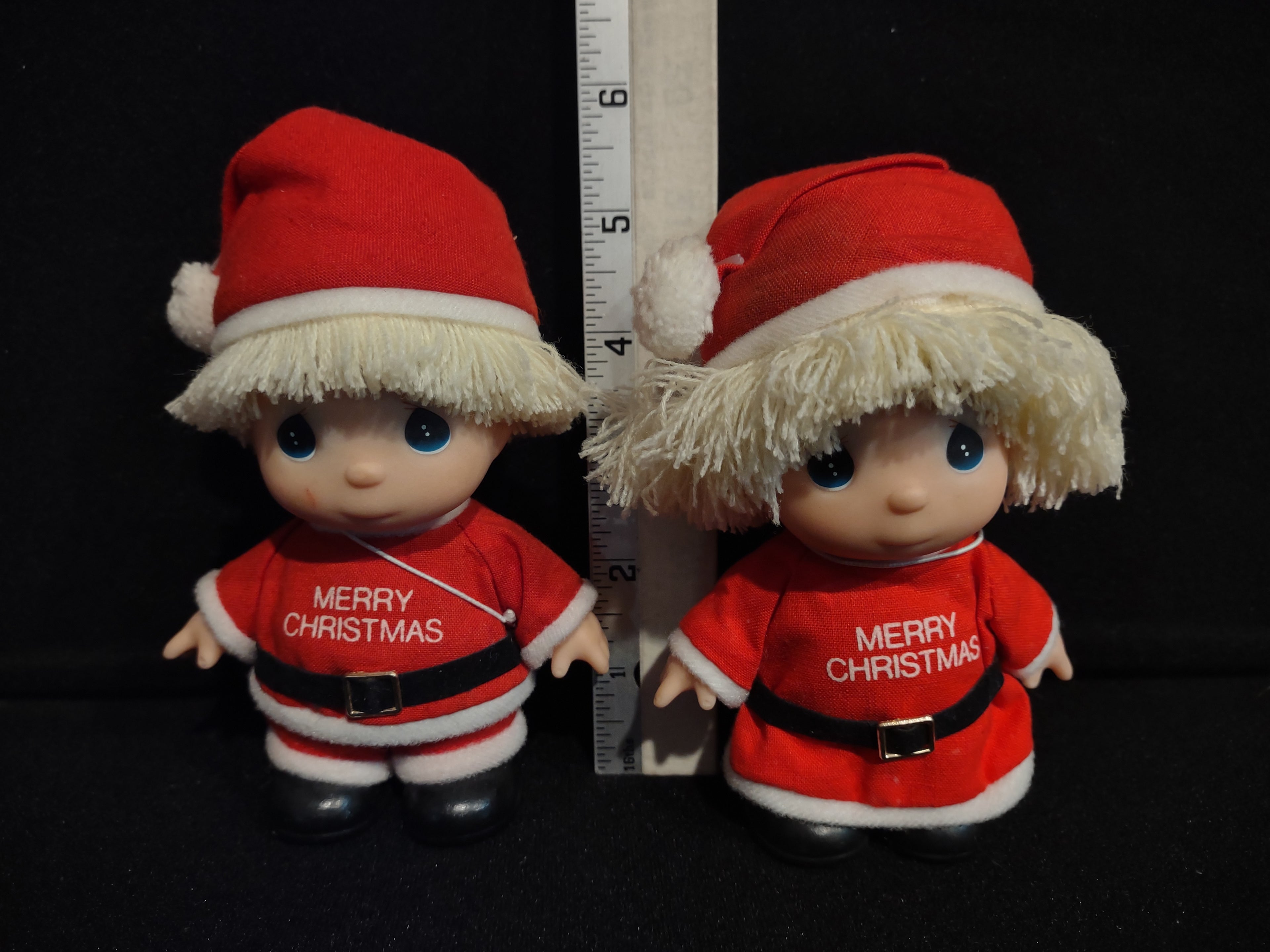 Vintage Christmas Precious Moments Hi Babies Santa Boy and Girl (lot 2446)