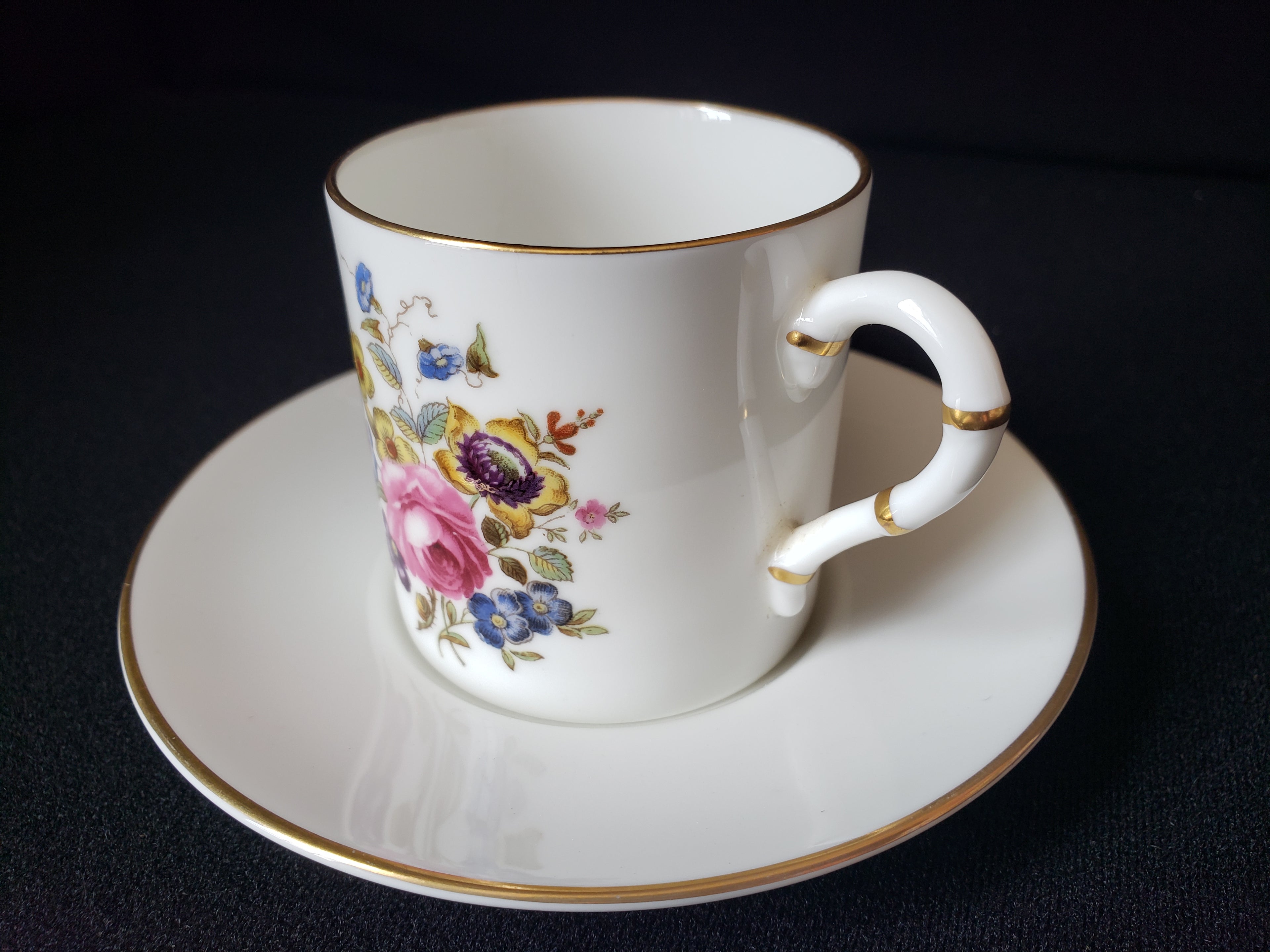 Vintage Royal Worcester Demitasse Cup with Saucer Roses (lot 2068)