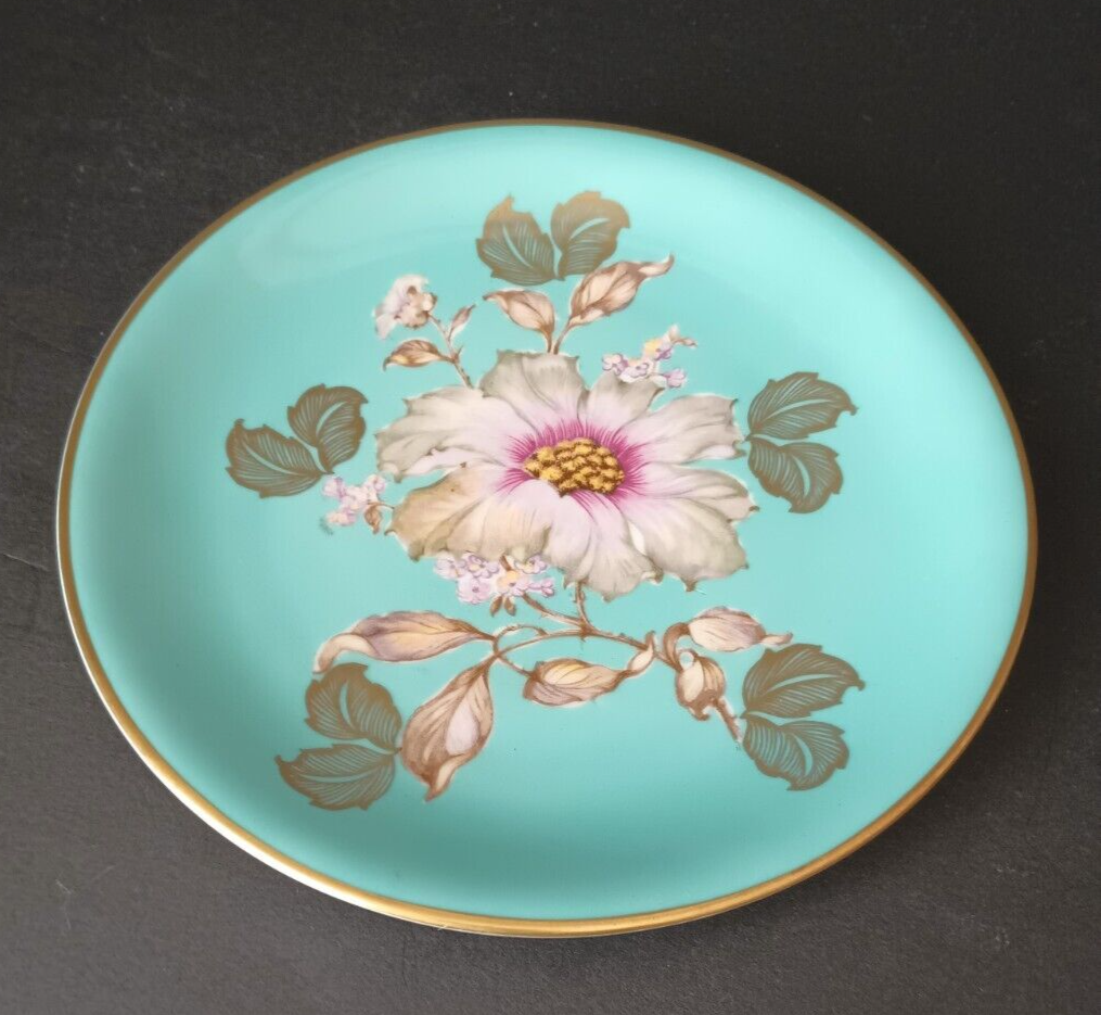 Set of 2 Dessert Plate Bavaria Pink Turquoise Flower 7-3/4" (lot 377)