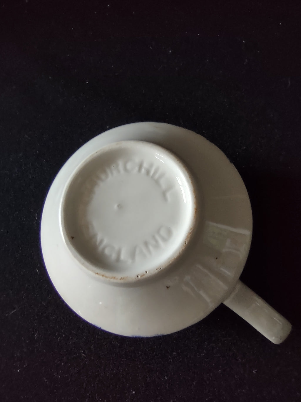 Vintage Churchill Teacup Saucer Ironstone Blue Willow Set Of 2 (Lot 5584)