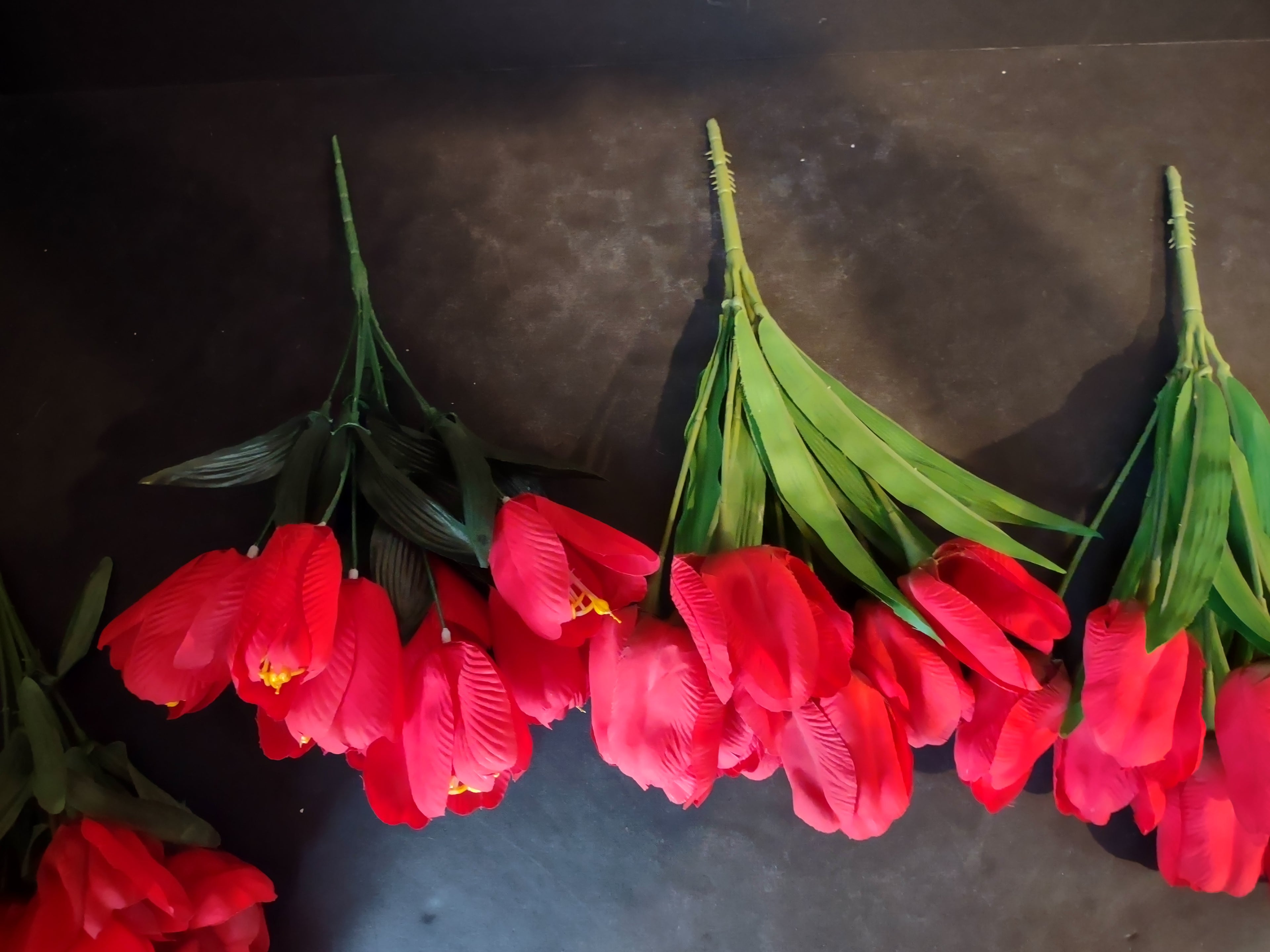 Artificial Tulip Red Flower 6 x Twig 12" Long (lot 5349)