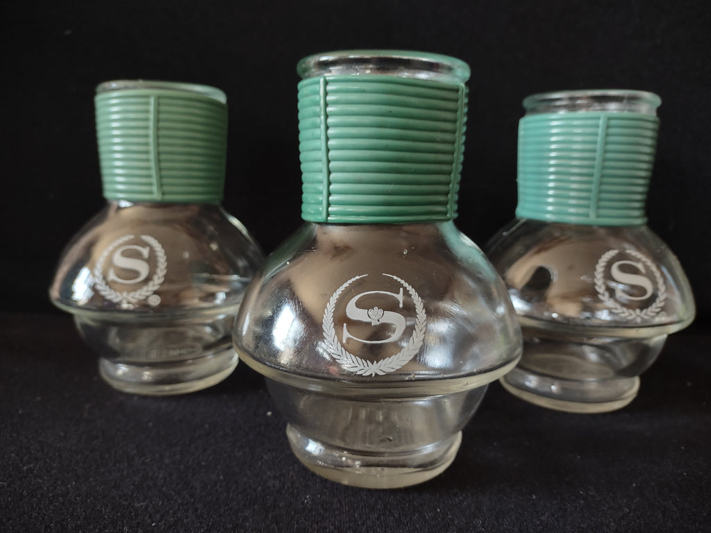 Vintage Hottle Carafe Clear Glass x 2 NO Lid Glasbake Letter S (lot 5251)