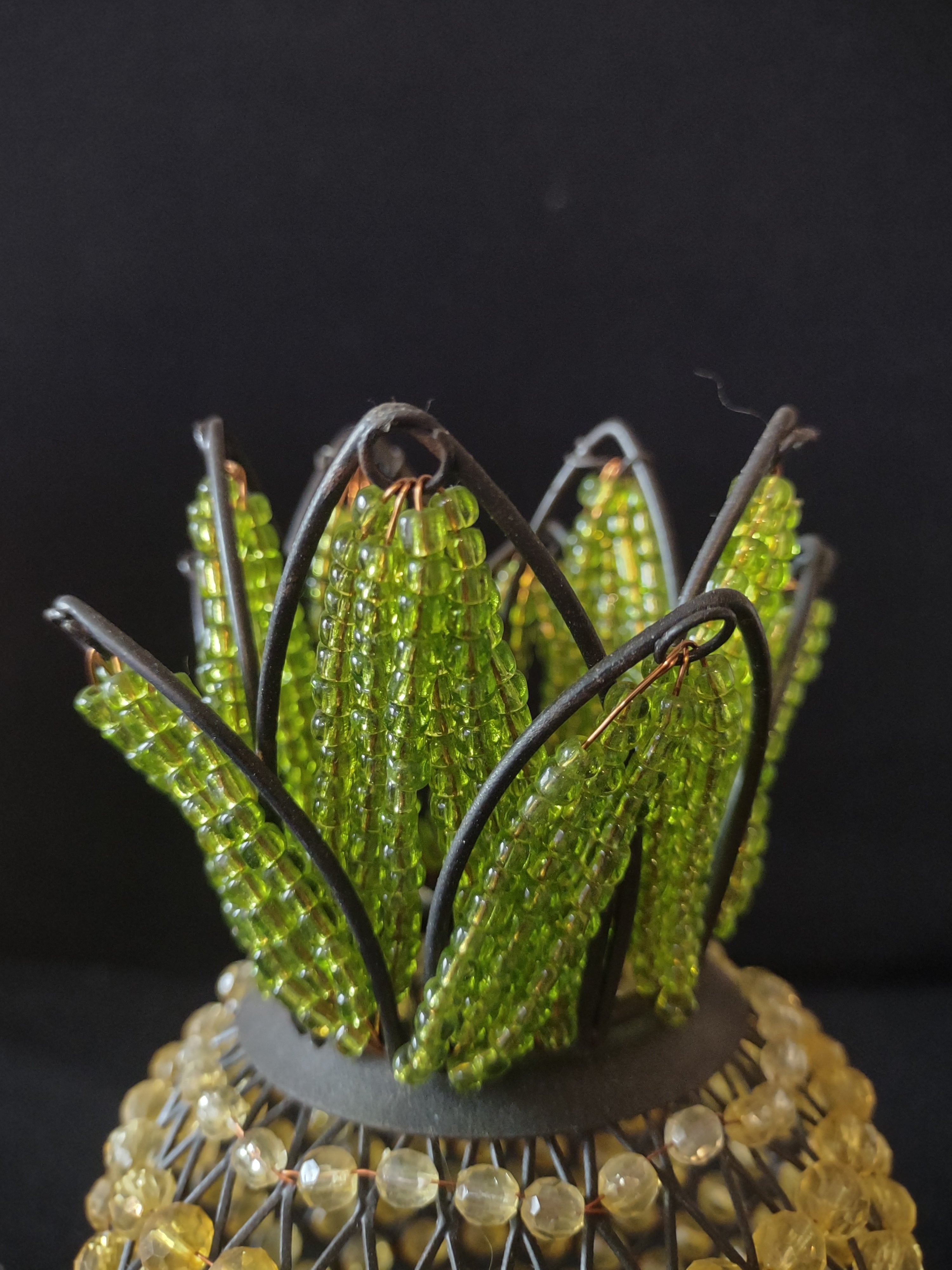Beaded Pineapple Tea Light Holders Set Of 2 Candle NOT Included (Lot 4573)