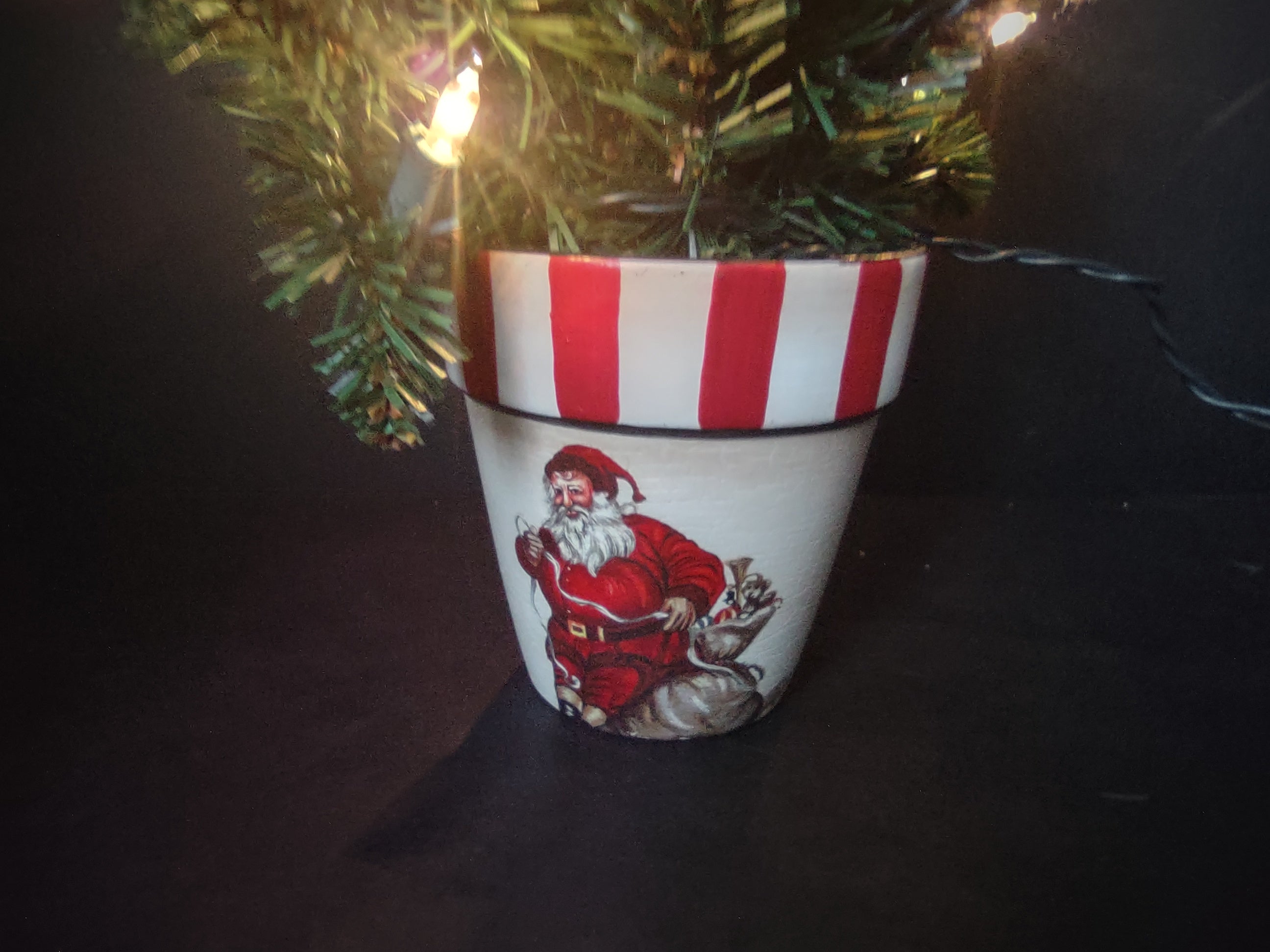 Vintage Artificial Christmas Light Up Tree Swag Red Bow Garland (lot 1227)