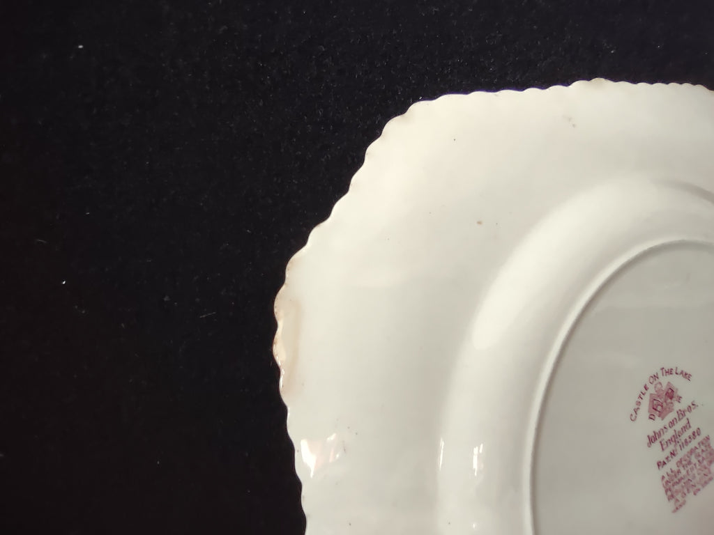 Vintage Castle On Lake Johnson Square Plate x 6 English Countryside (lot 5703)