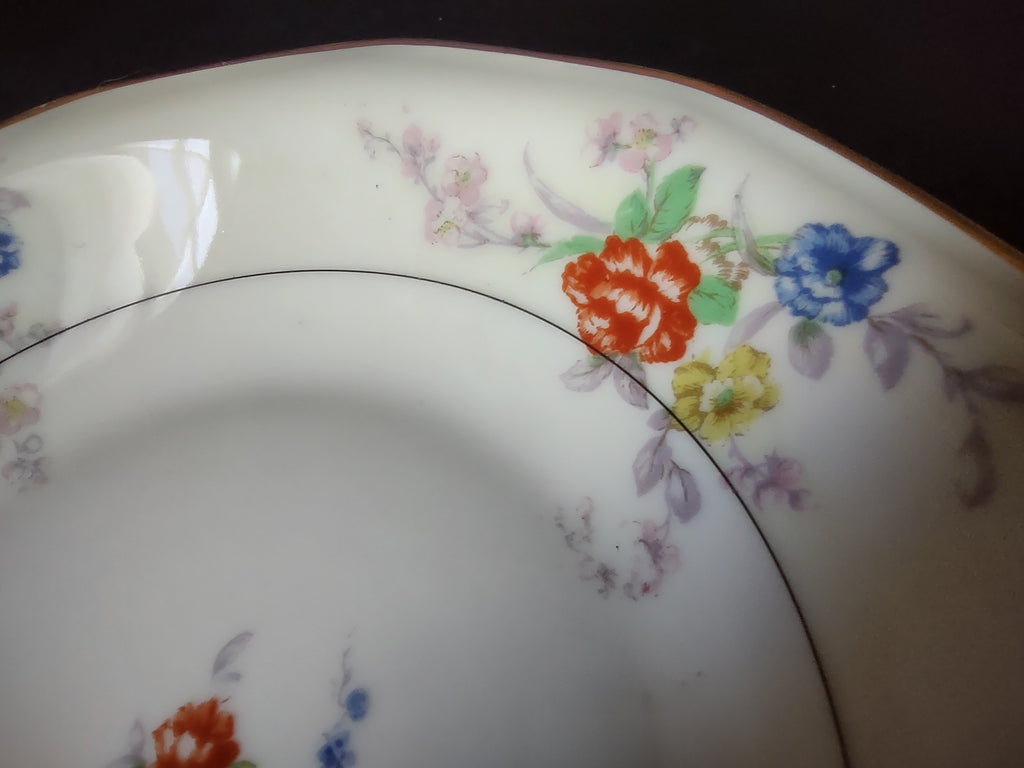 Haviland Limoges White Jewel Cream Soup Bowl & Bread/Butter Plate Floral (lot 803)