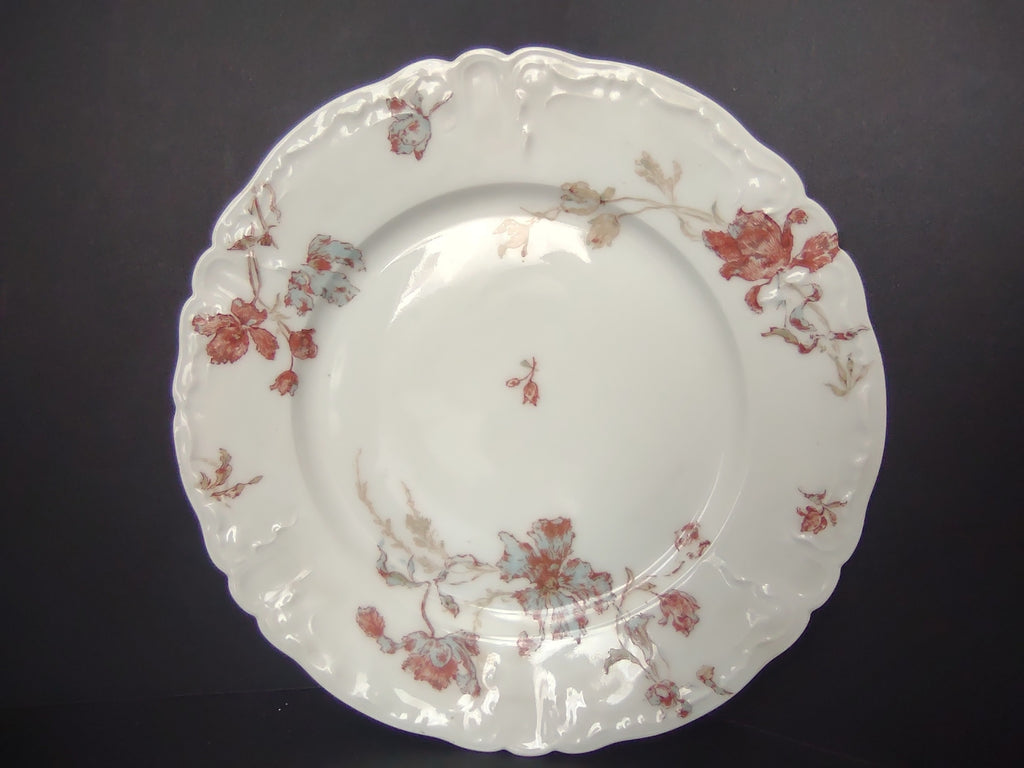 Haviland Limoges Blue Red Flower Luncheon Plate T.M. James & Sons (lot 953)