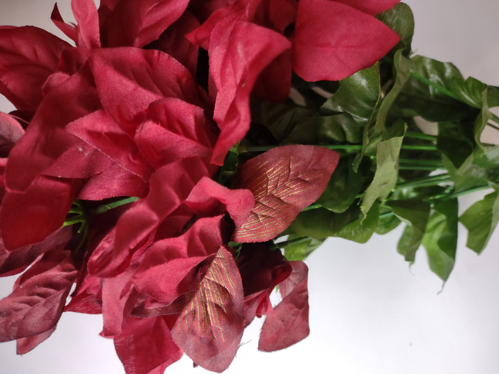 Christmas Lot Artificial Flower Poinsettia Red 12 stems 17" Long (lot 3344)