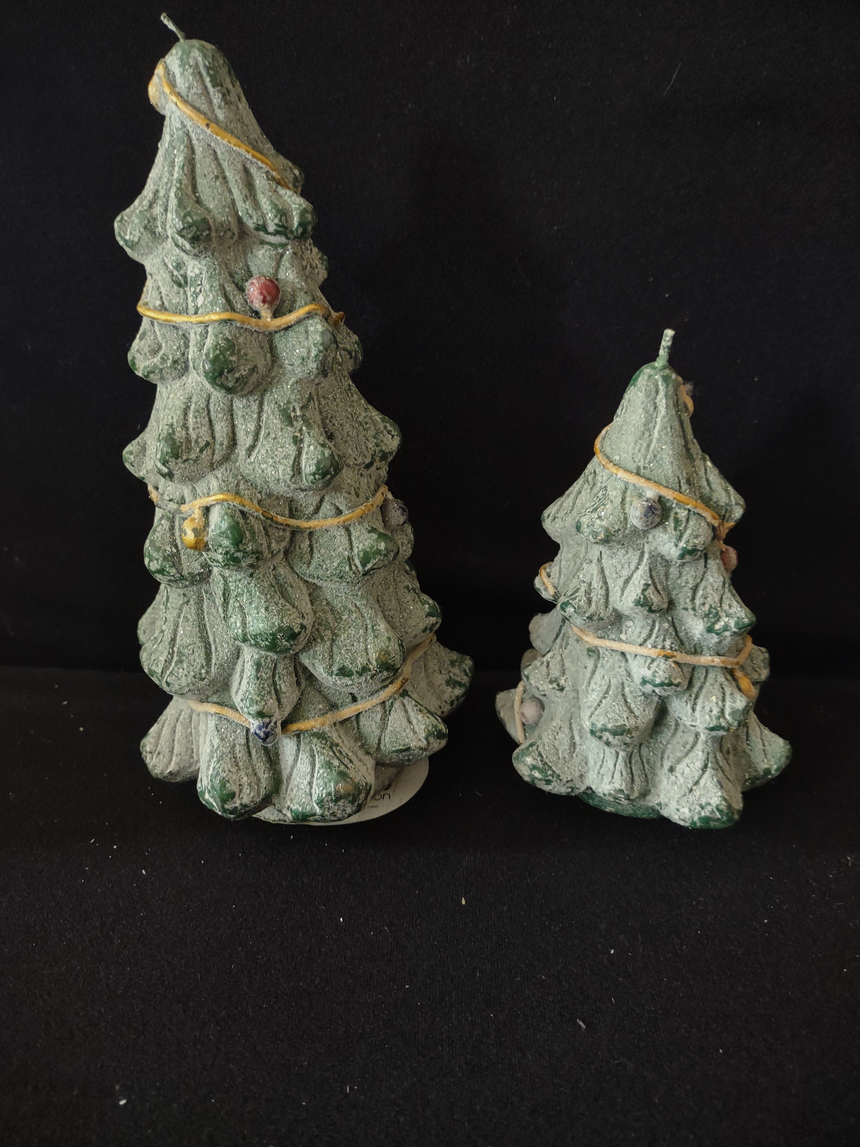 Home Collection Decorated Sparkled Christmas Tree Candles Set of 2 (Lot 3629)