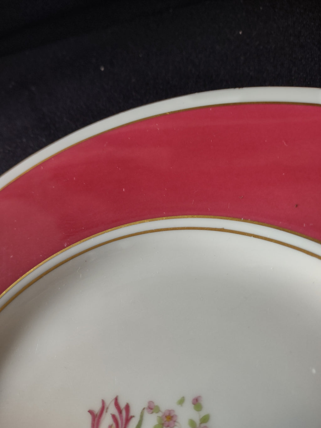 Vintage Minton Dinner Plate Bone China Floral Pink/Red Border H4769 (Lot 5454)