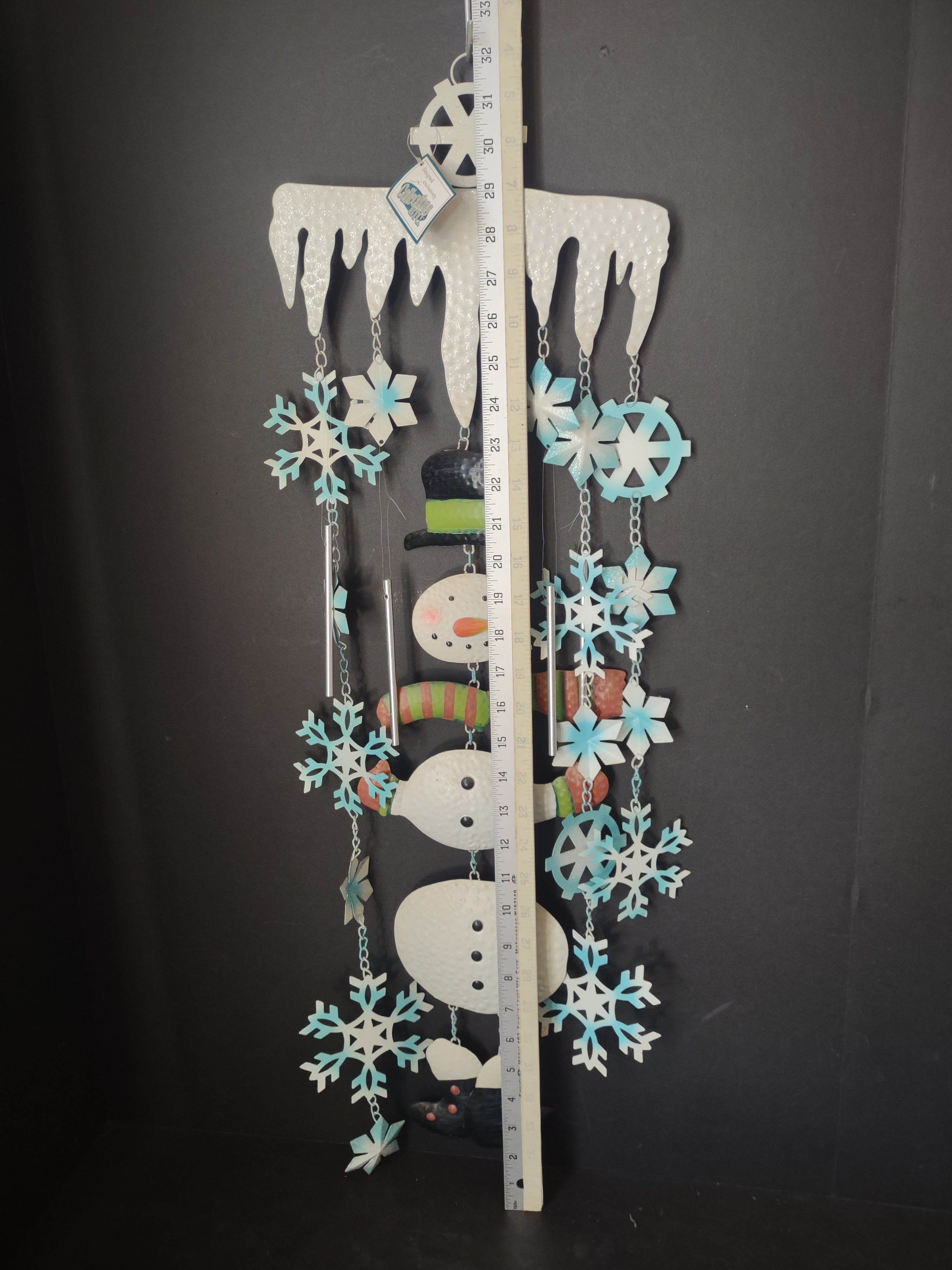 Christmas Winter Windchime Snowman 32" Snowflake (lot 3070j)