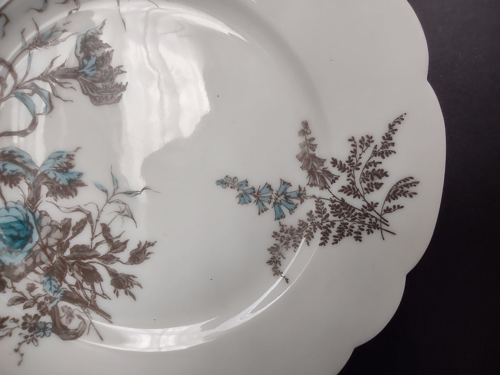 Antique Haviland Limoges Blue Flower Fern Luncheon/Salad Plate 8-1/2" (lot 958)