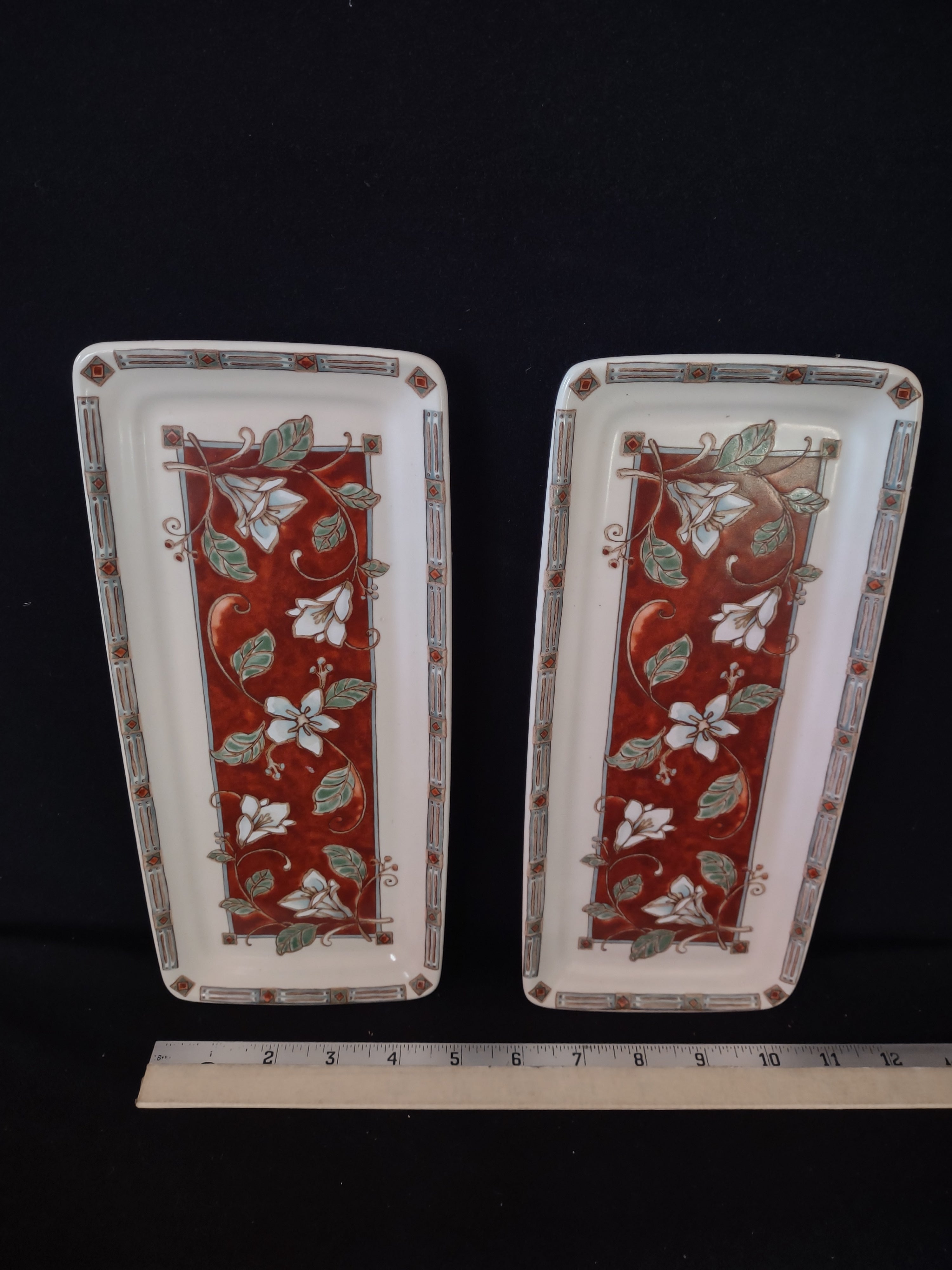 Vintage Pfaltzgraff USA Small Serving Platter x 2 Mission Flower (lot 5271)
