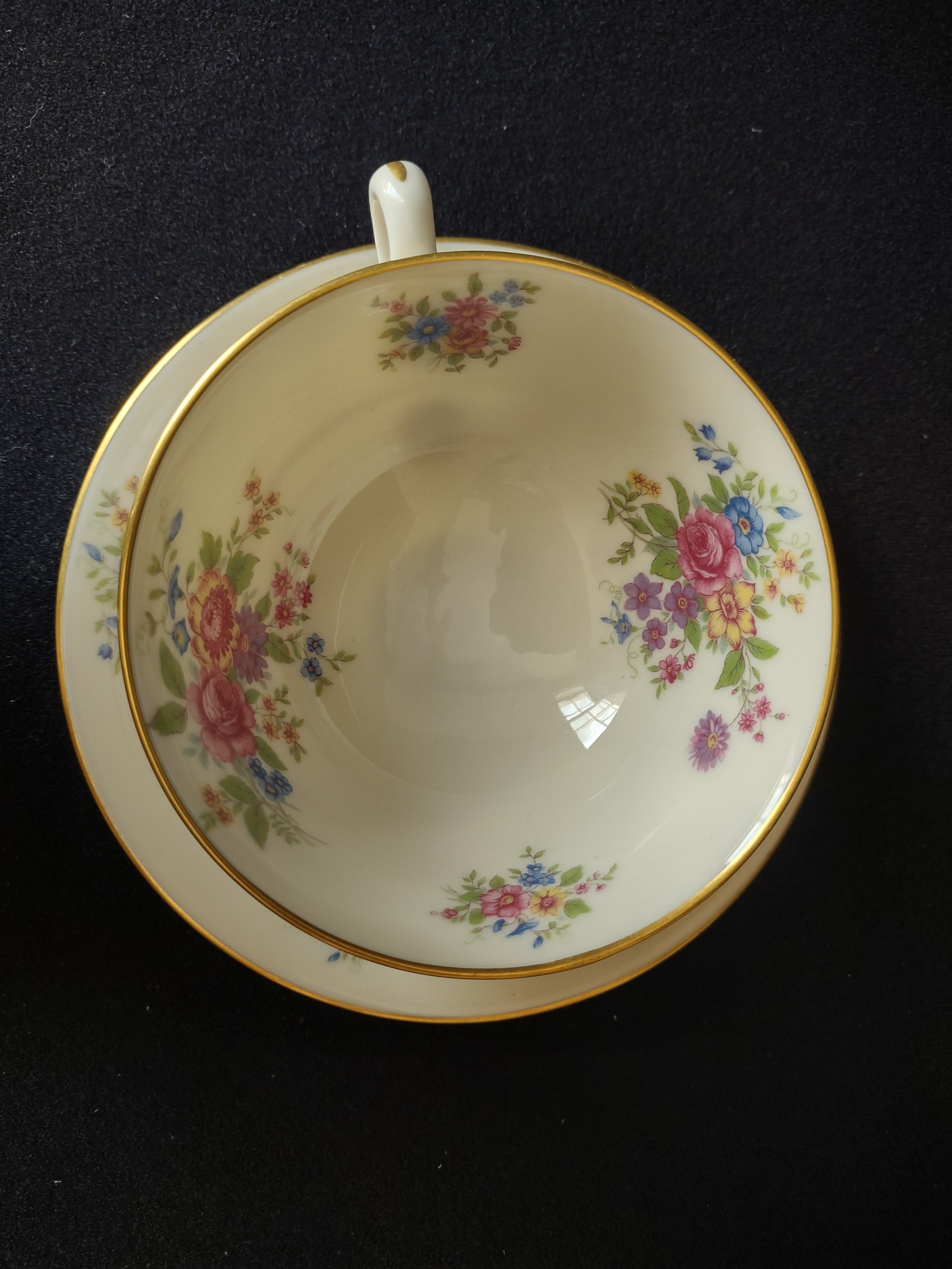 Vintage Lenox L-347 Tea Cup with Saucer Gold Trim Roses (lot 1815)