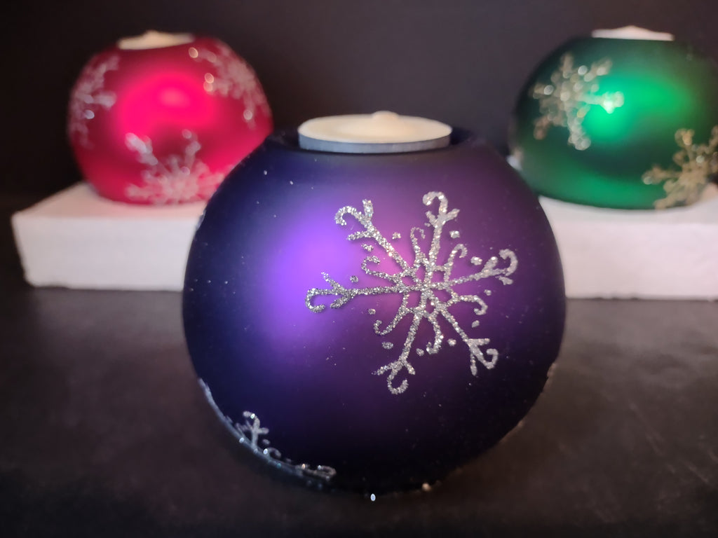 Three to Glow Holiday Christmas Candle Set Snowflake (lot 2592c)
