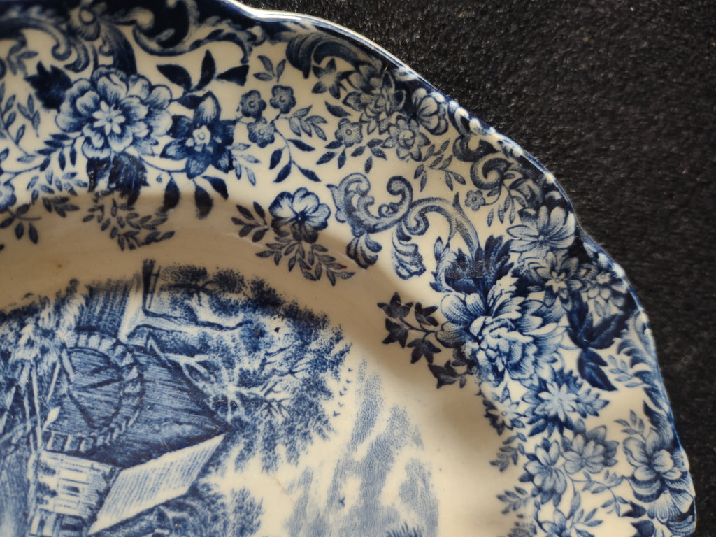 Vintage Johnson Brothers 6" Plate Mill Stream Blue Set Of 2 IMPERFECT (Lot 5583)