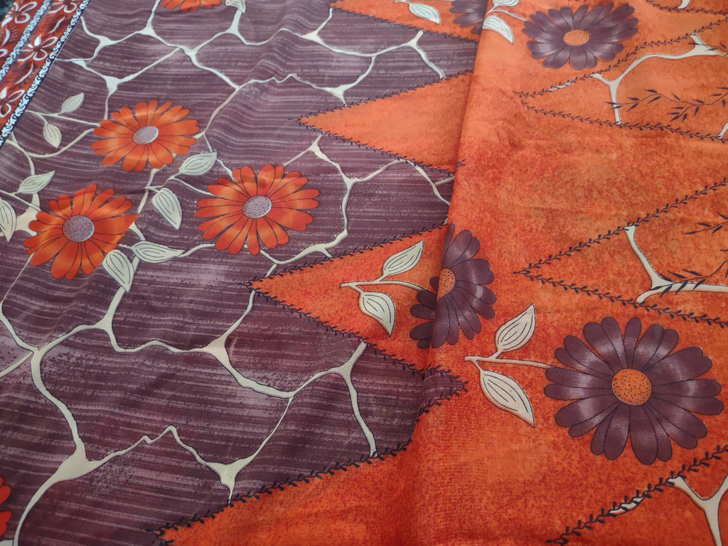 Thanksgiving Fall Material Fabric Orange Floral 5 yrd 44" wide (3094)