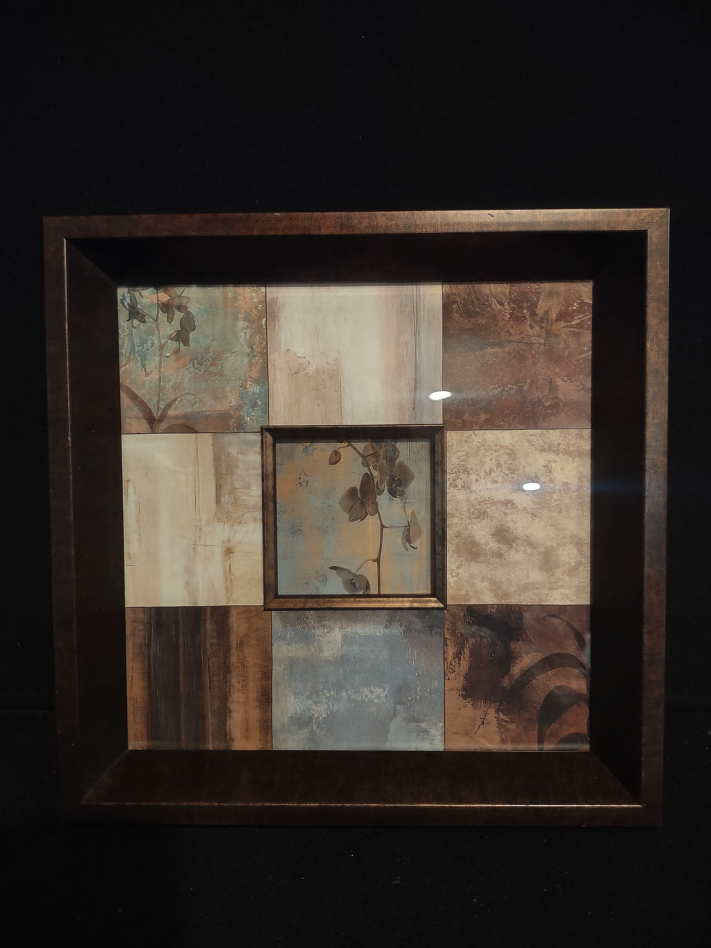 Orchid Brown Green Design Squares Picture (lot 2509c)