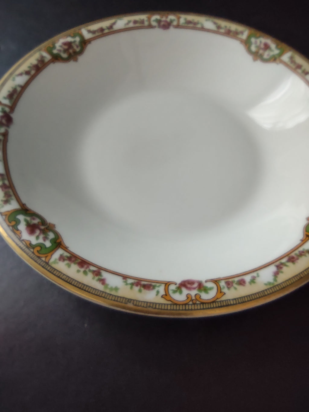 Haviland Limoges Cream Soup Plate 7-12" Gold Trim Rose French Chic (lot 990)