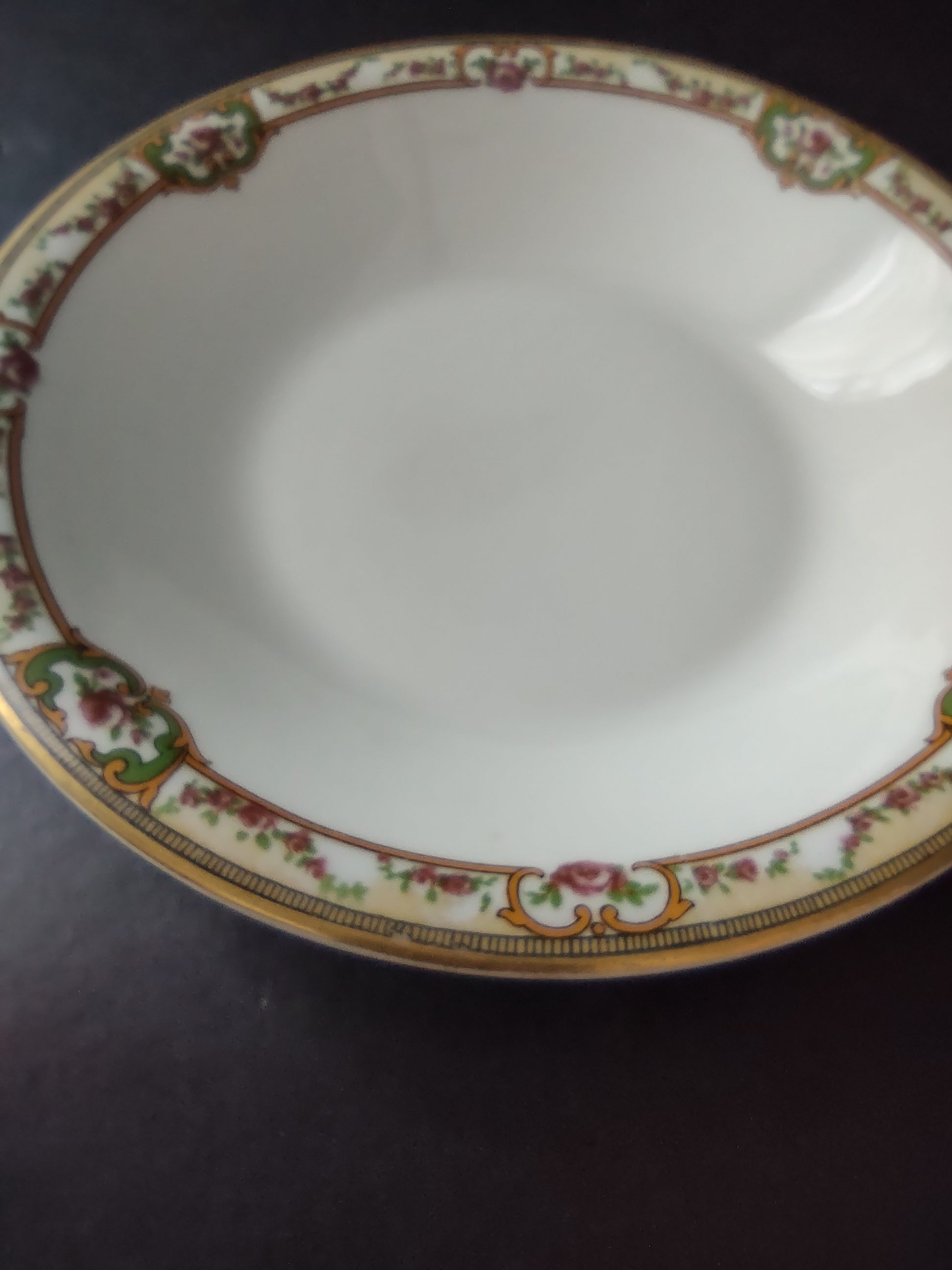 Haviland Limoges Cream Soup Plate 7-12" Gold Trim Rose French Chic (lot 990)