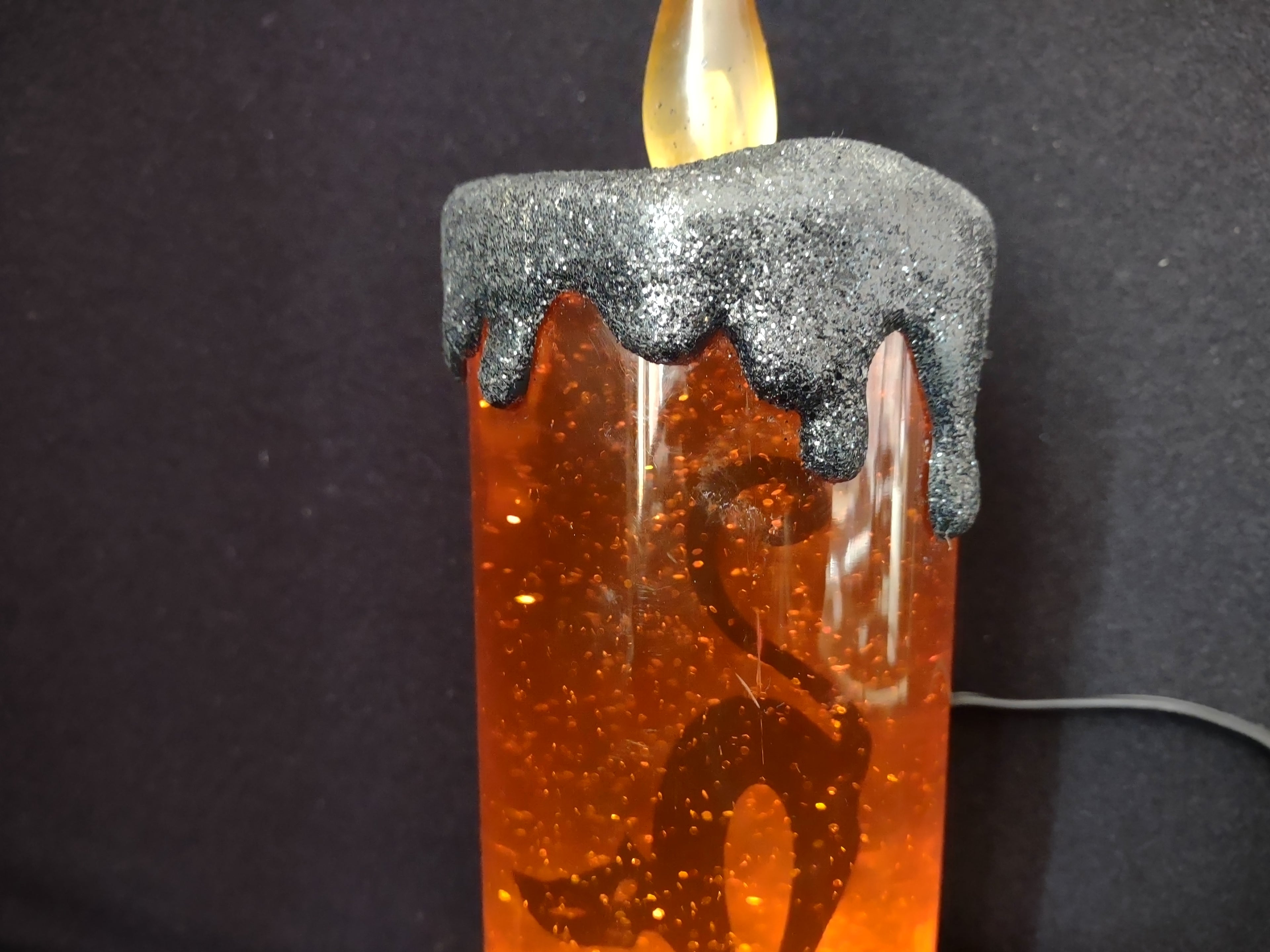 Halloween Electric Candle Lamp Orange Black Cat Light Up (lot 2529j)