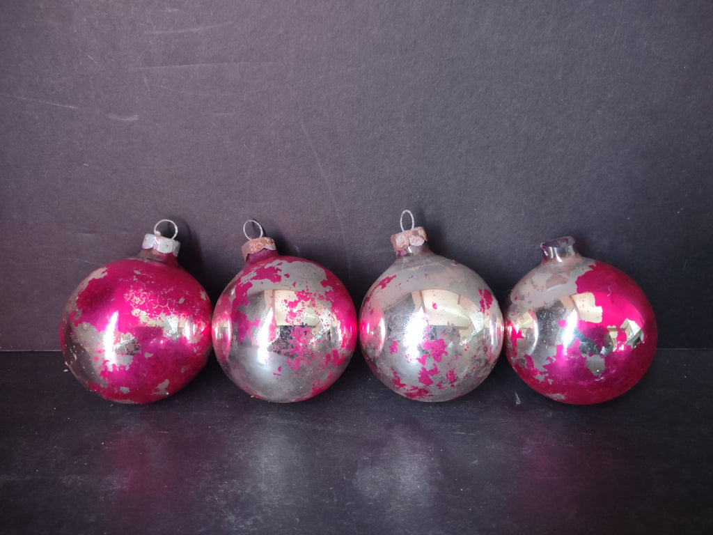 Vintage Christmas Ball Ornaments Shiny Brite x 4 IMPERFECT (lot 3440)