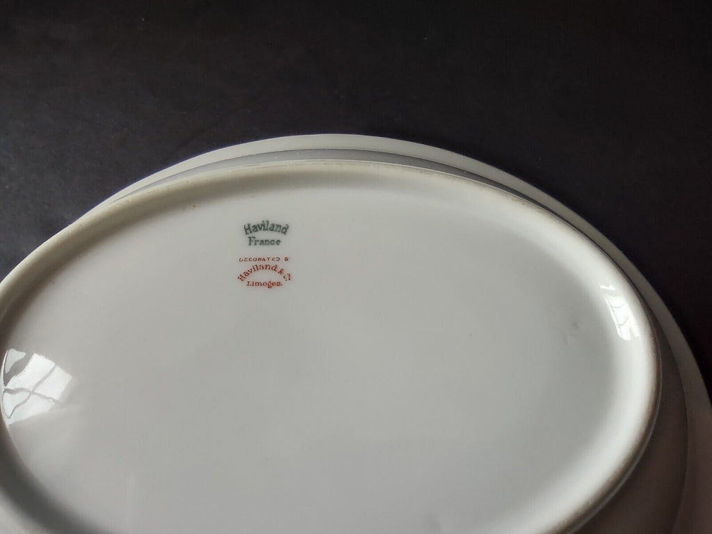 Haviland Limoges 10" x 8-1/4" White Serving Bowl Black & Gold Trim (lot 681)