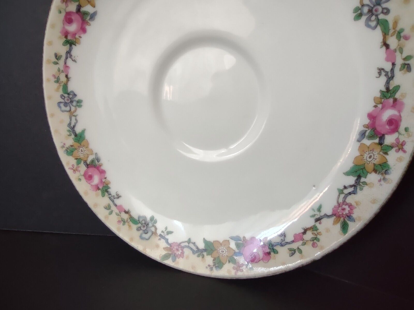 Depose Ahrenfeldt Limoges Saucer Pink Yellow Rose Gold Trim lot 729