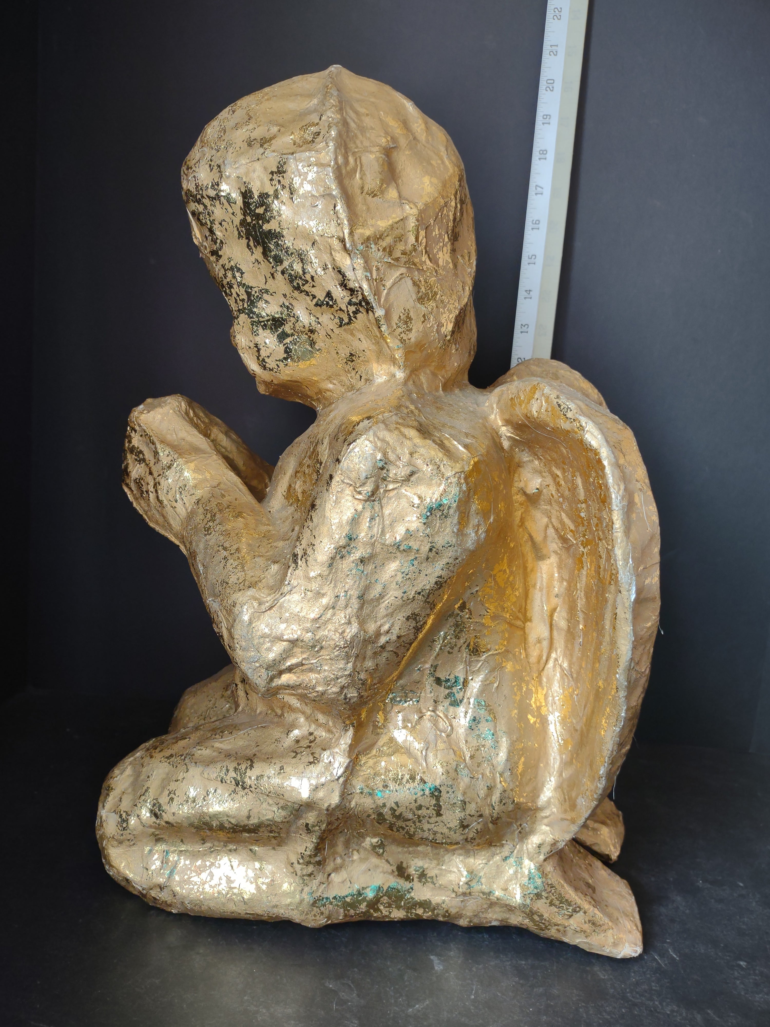 Christmas Large Paper Mache Golden Cherub Angel 17" tall (lot 4825)